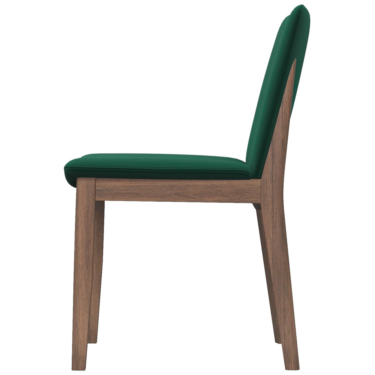 Laura Mid-Century Modern Solid Wood Dining Chair Set of 2 Green Velvet 20 x 20 x 32 inches FredCo