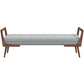 Modern Cora Mid Century Modern Gray Bench for Entryway, Living Room, Hallway,with Tufted Velvet Upholstery and Natural Walnut Wood Finish FredCo