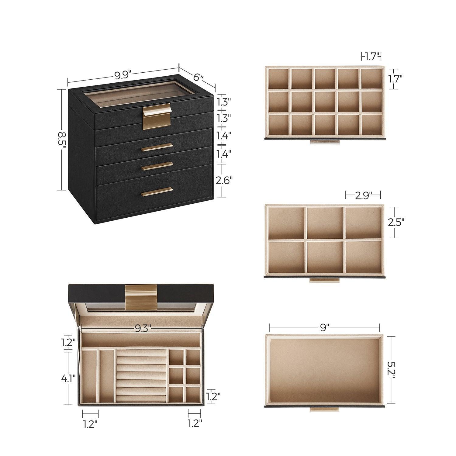 4-Layer Jewelry Box with Glass Lid FredCo