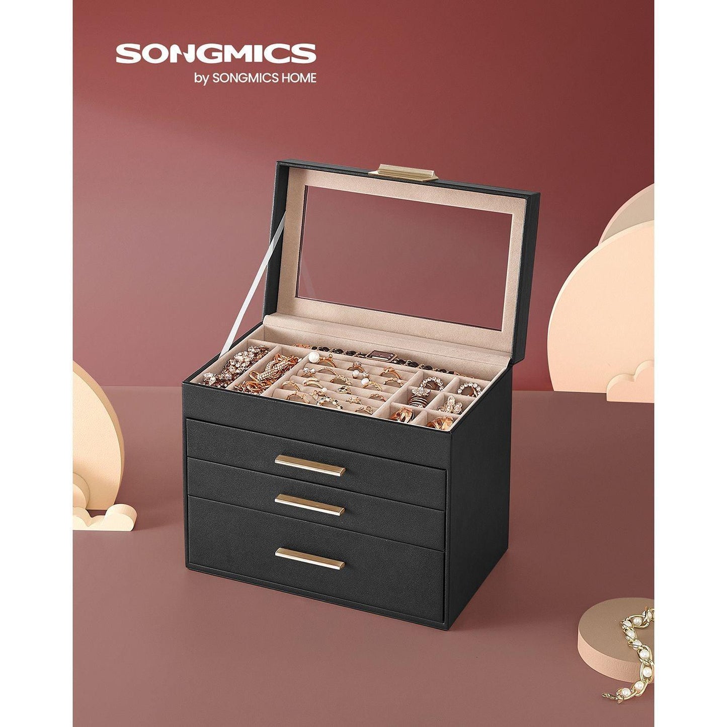 4-Layer Jewelry Box with Glass Lid FredCo