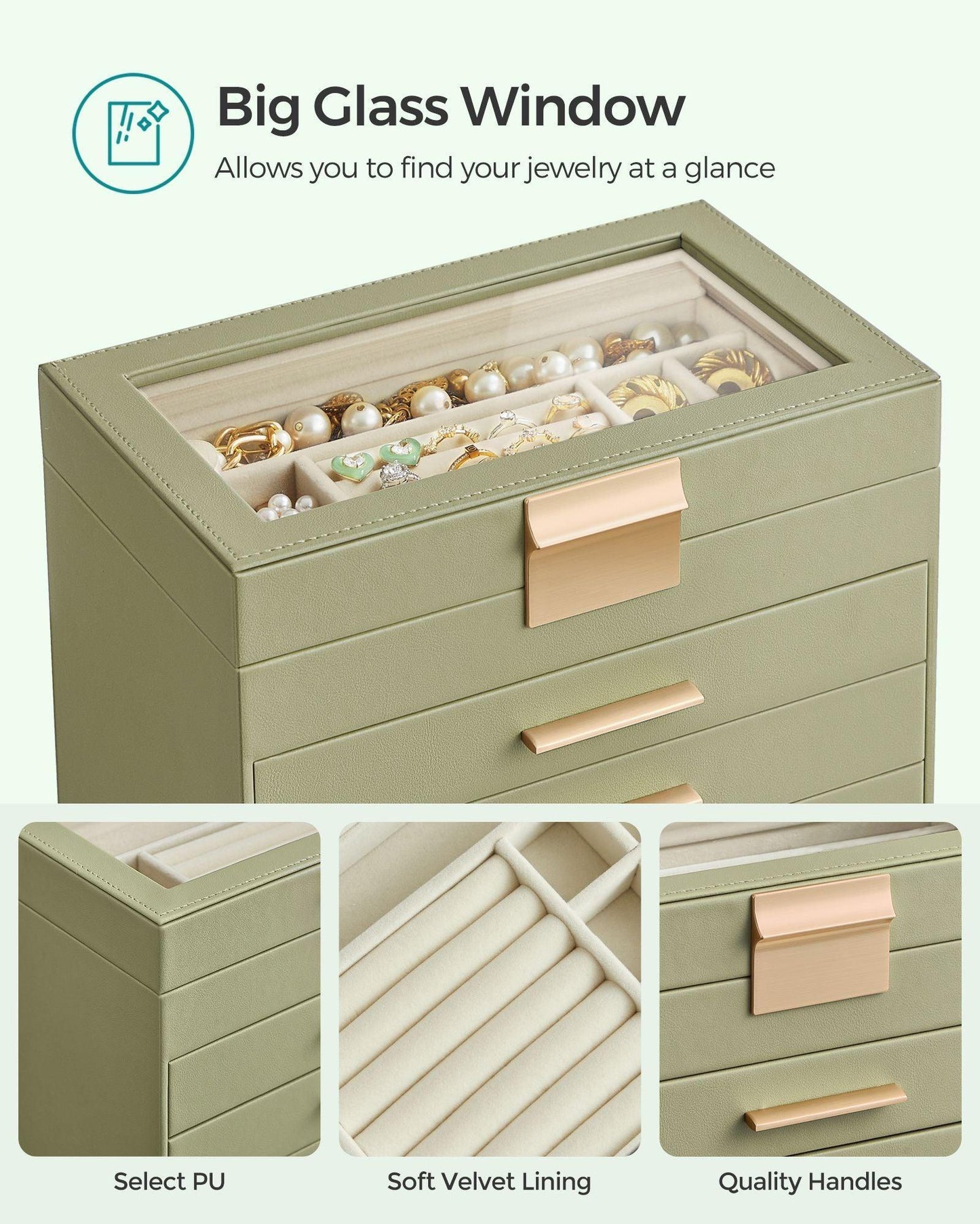 4-Layer Jewelry Organizer Green FredCo