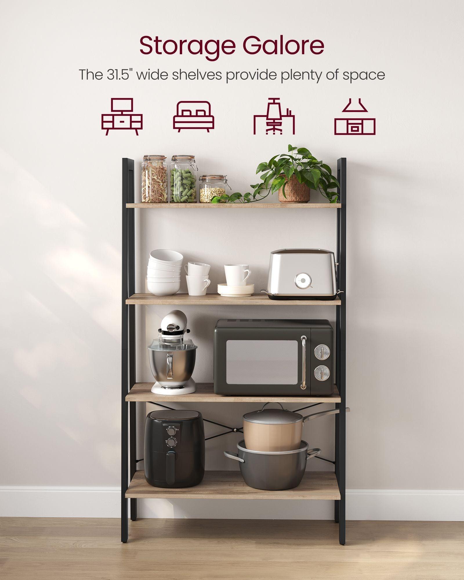 4-Tier Bookshelf Camel Brown and Black FredCo