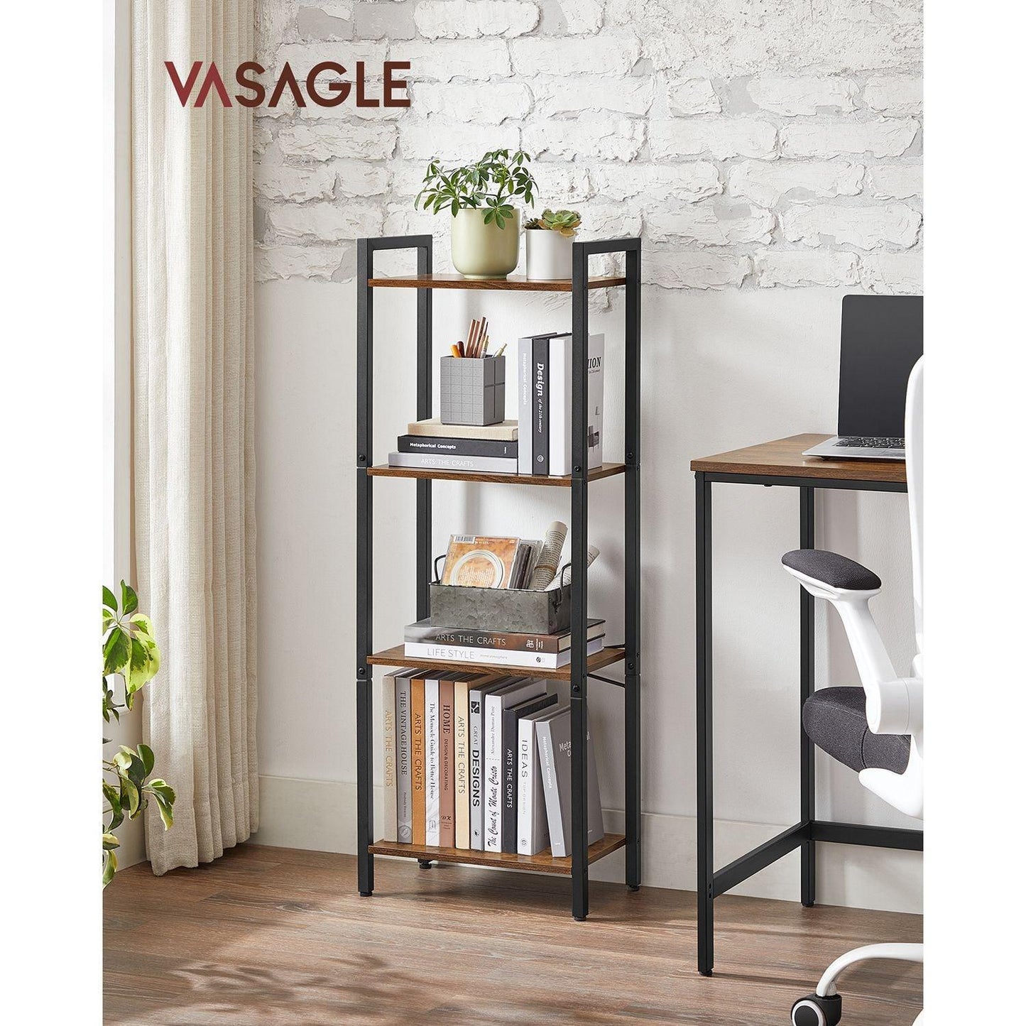 4-Tier Bookshelf Industrial Style FredCo