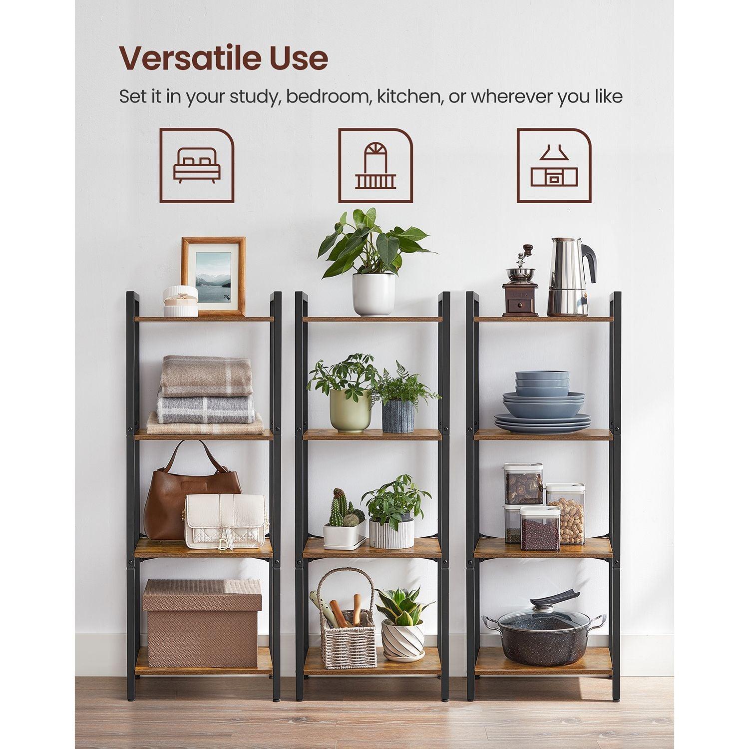 4-Tier Bookshelf Industrial Style FredCo