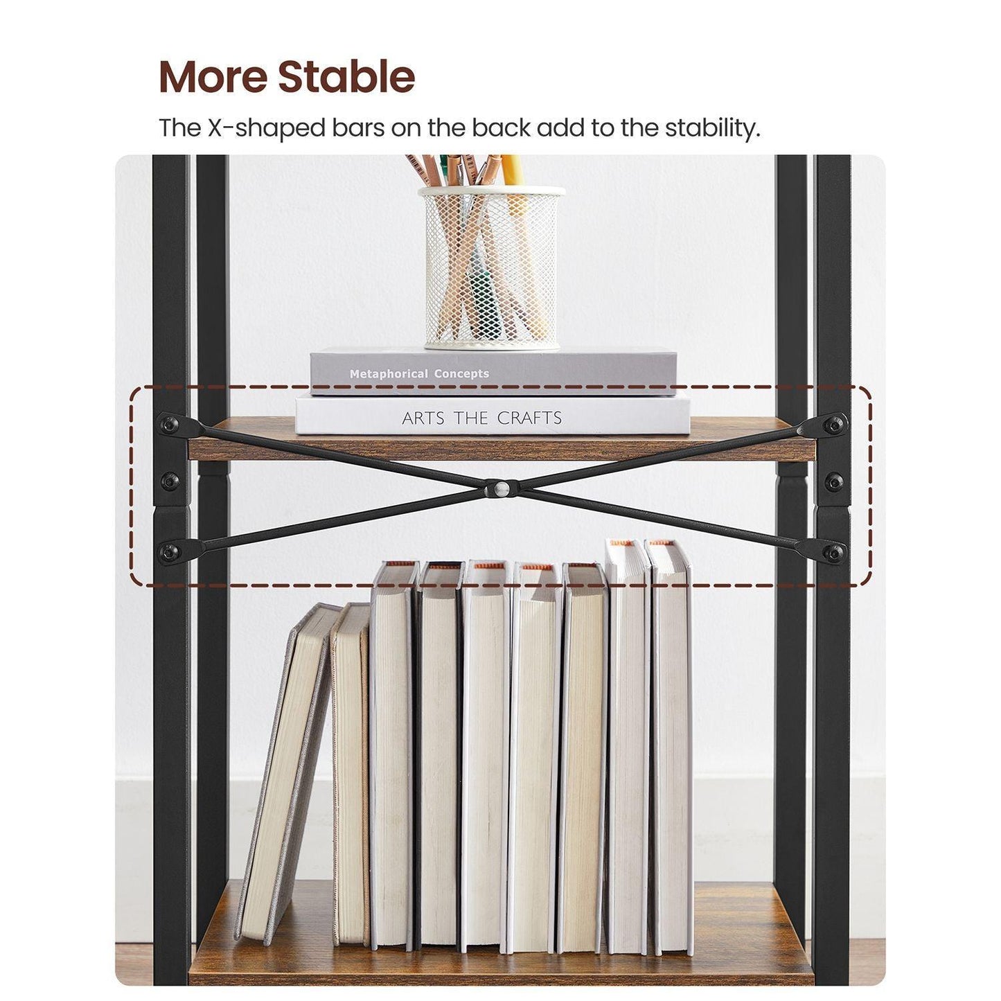 4-Tier Bookshelf Industrial Style FredCo
