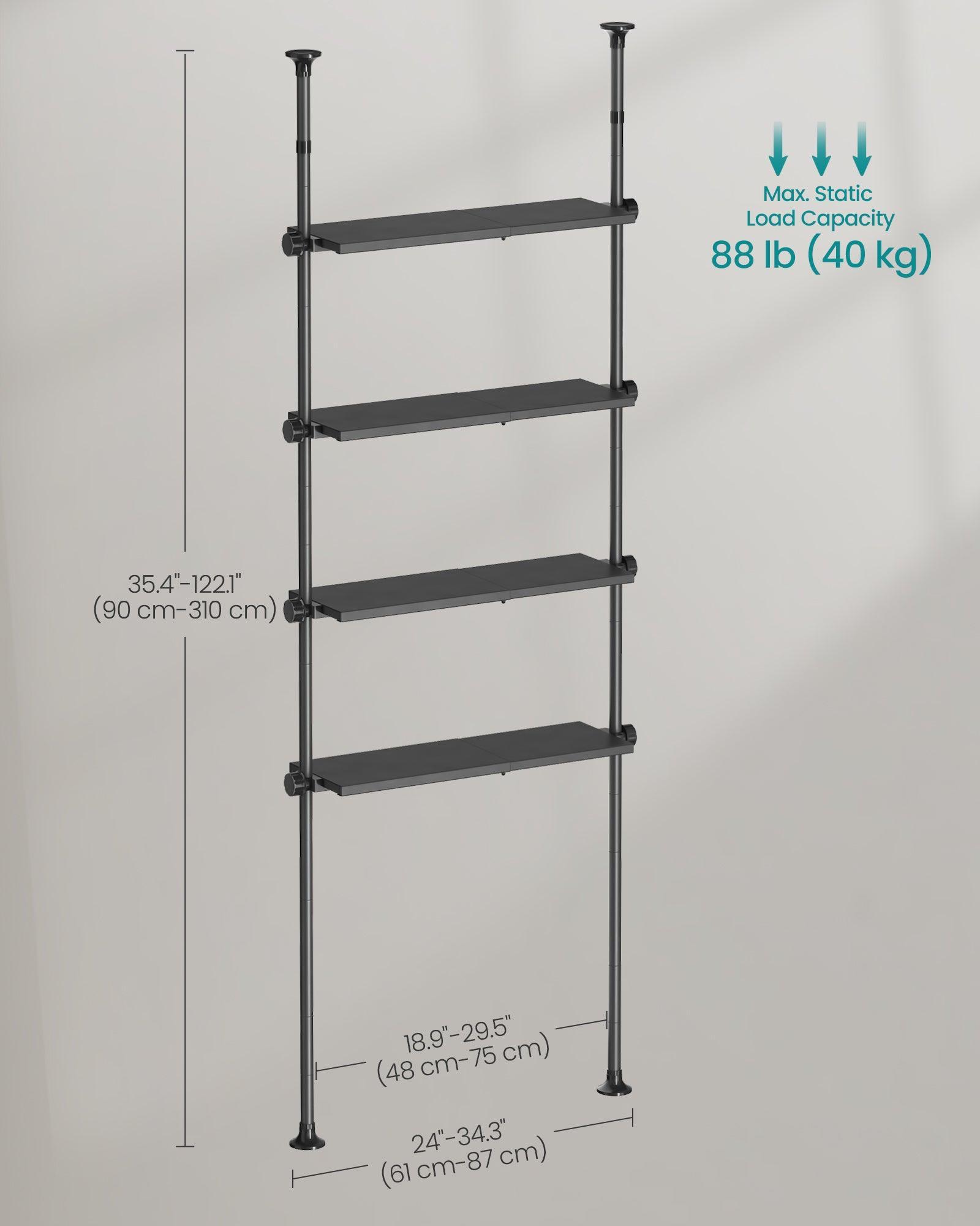 4-Tier Metal Over-the-Toilet Storage Shelf Ink Black FredCo