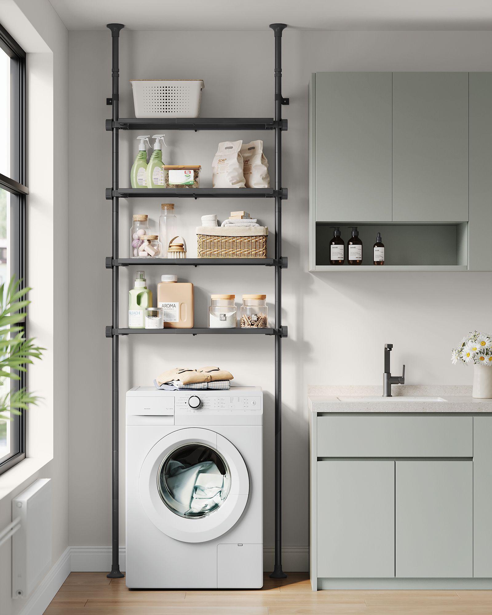 4-Tier Metal Over-the-Toilet Storage Shelf Ink Black FredCo