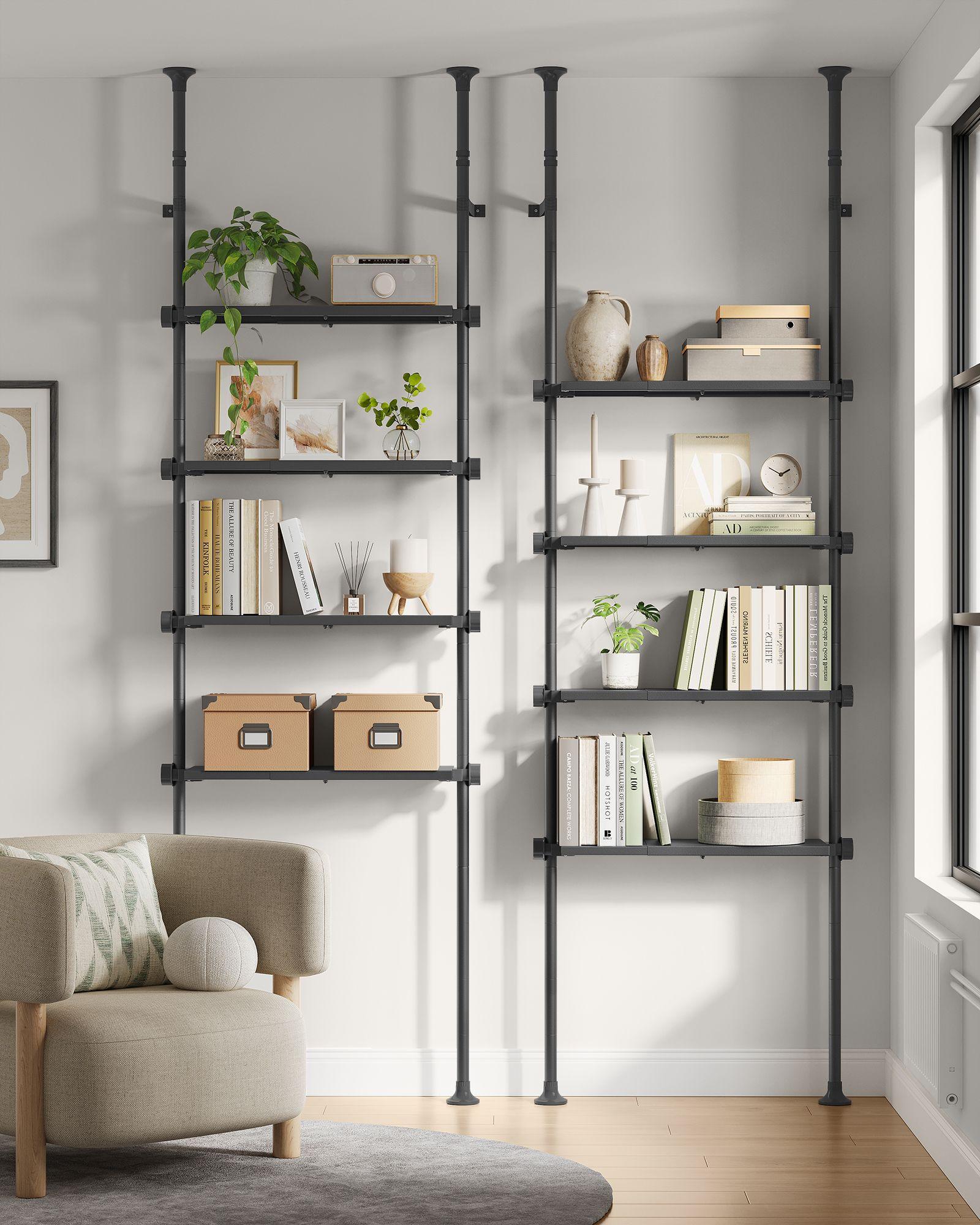 4-Tier Metal Over-the-Toilet Storage Shelf Ink Black FredCo