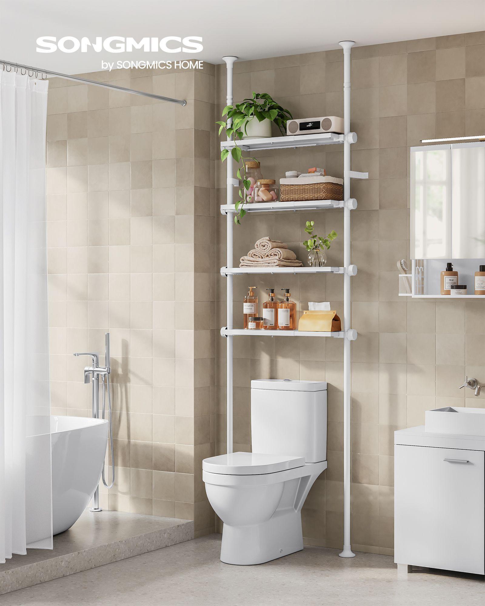 4-Tier Metal Over-the-Toilet Storage Shelf Pearl White FredCo