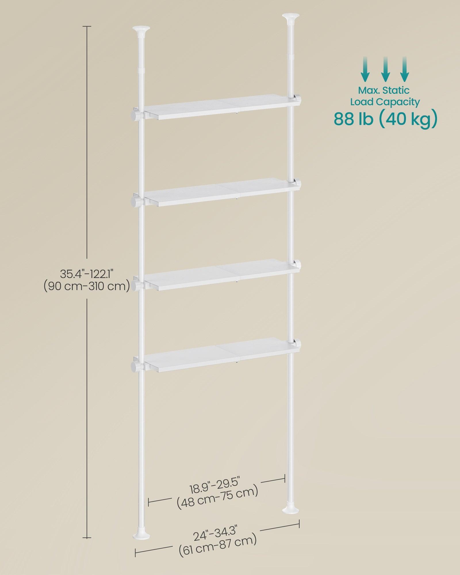 4-Tier Metal Over-the-Toilet Storage Shelf Pearl White FredCo