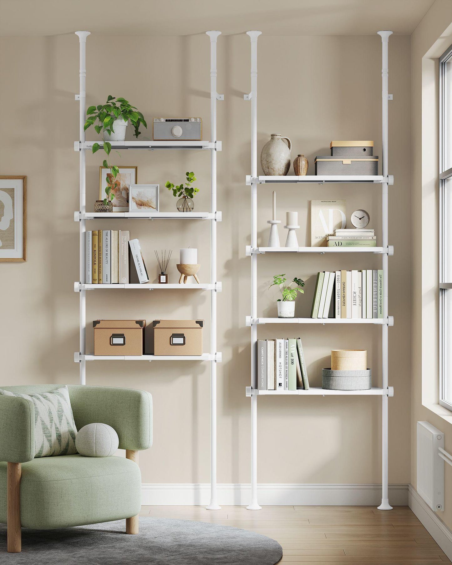 4-Tier Metal Over-the-Toilet Storage Shelf Pearl White FredCo