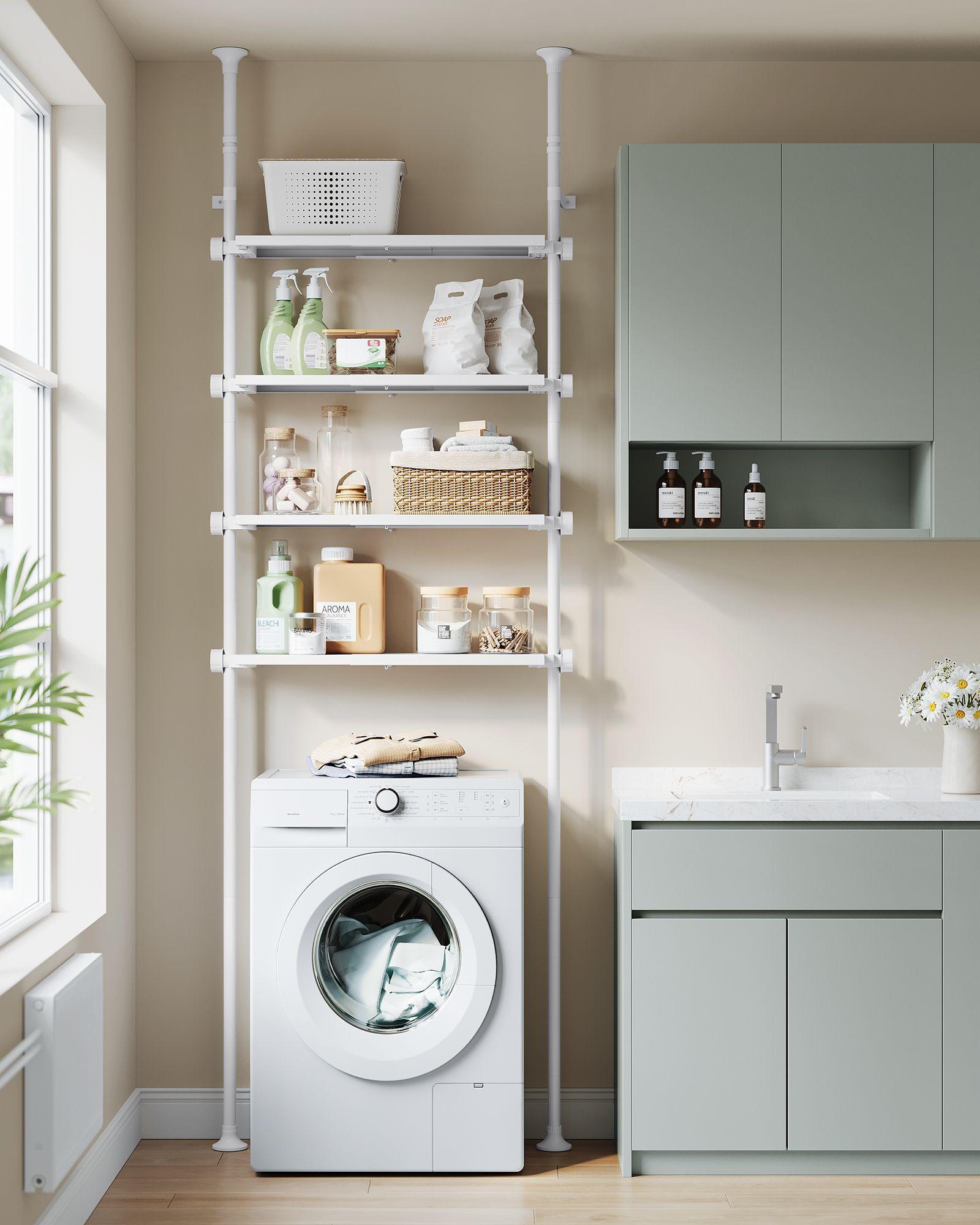 4-Tier Metal Over-the-Toilet Storage Shelf Pearl White FredCo