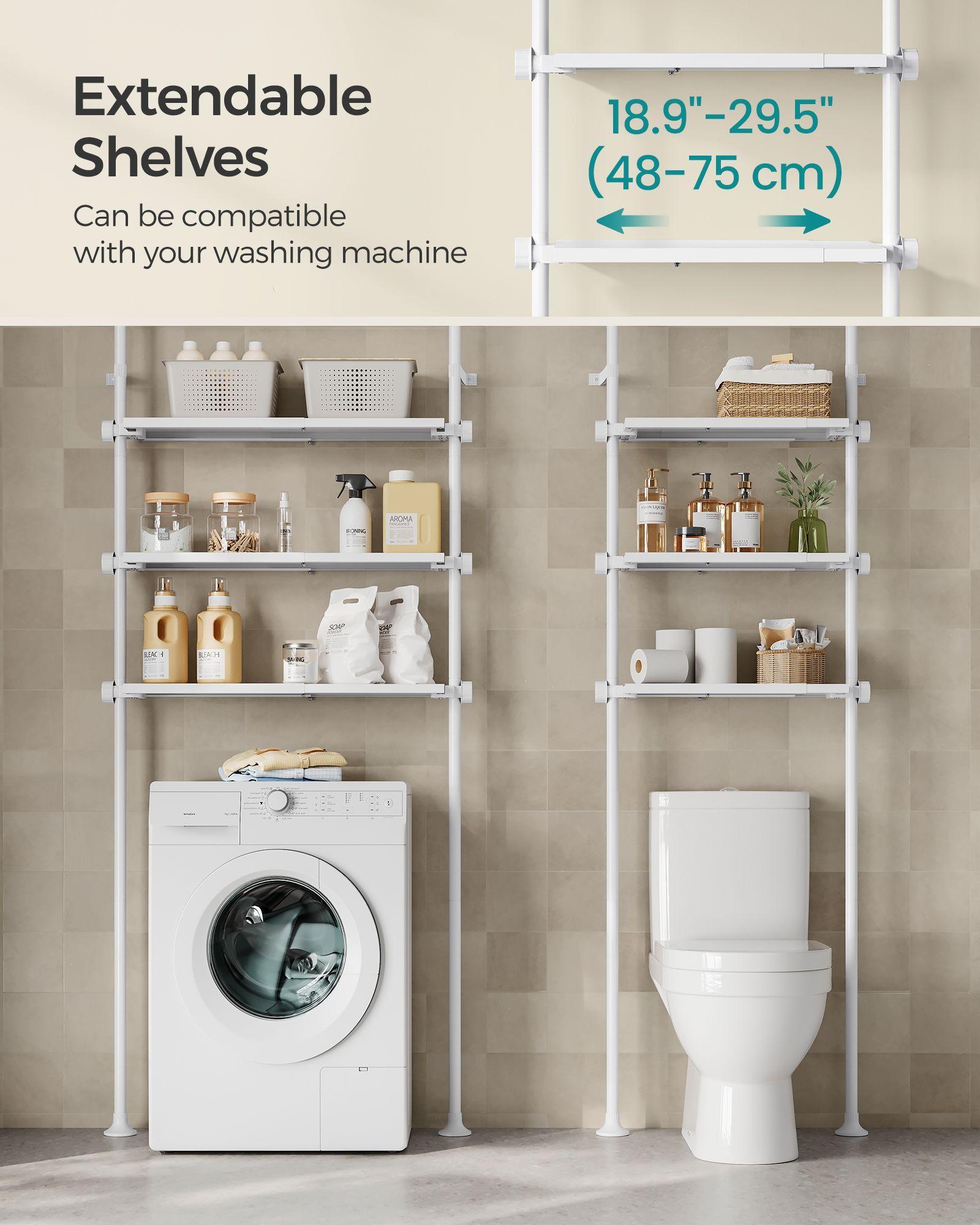 4-Tier Metal Over-the-Toilet Storage Shelf Pearl White FredCo