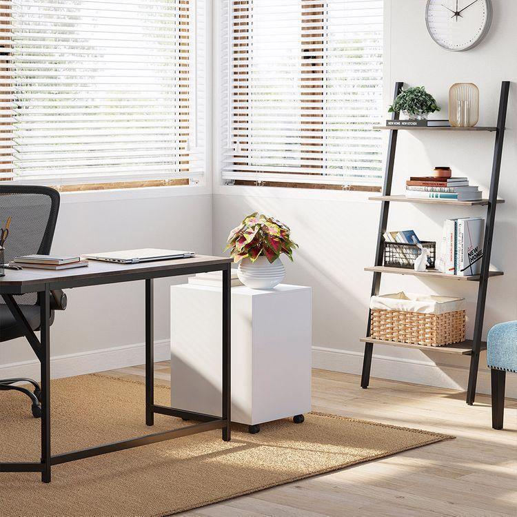 4 Tier Sloping Shelf, Greige, Black FredCo