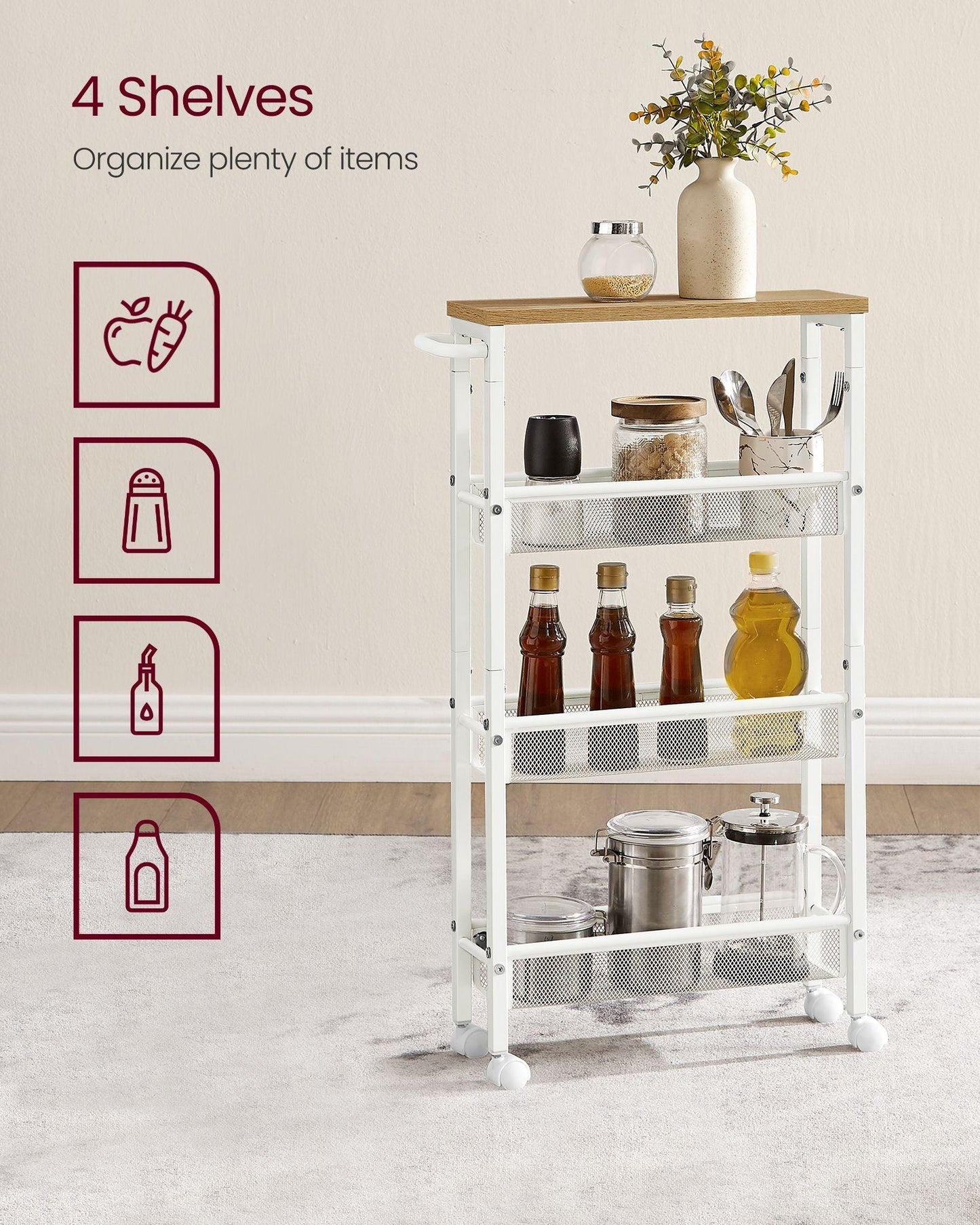 4-Tier Storage Cart 5.1" Deep FredCo