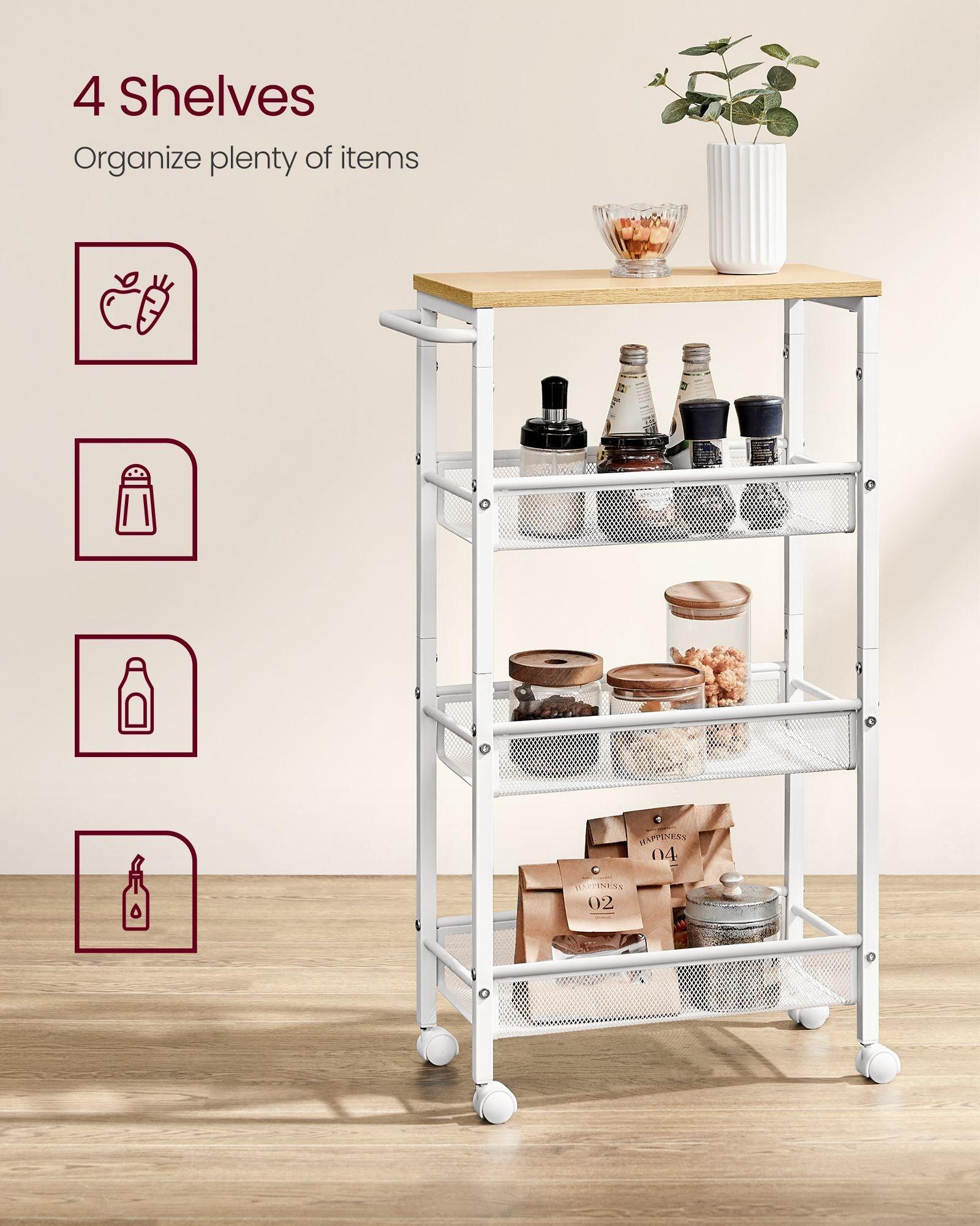 4-Tier Storage Cart 8.7'' Deep FredCo