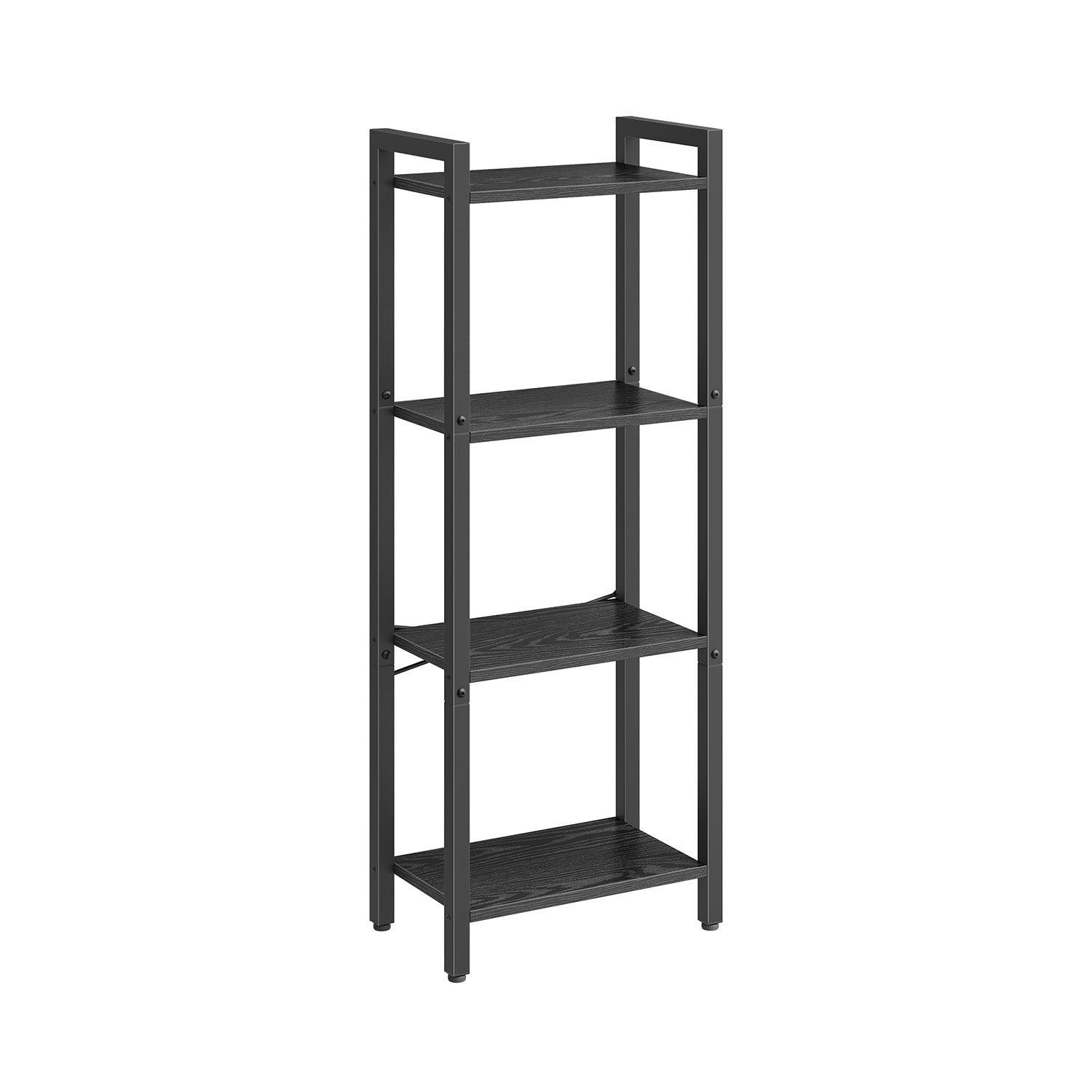 4-Tier Tall Bookshelf Ebony Black and Ink Black FredCo