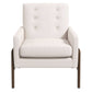 Modern beige accent chair with tufted back and wooden legs, FredCo International furniture