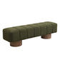 Upholstered Dining Bench for Dining Room, No-Assembly End of Bed Entryway Bench Ottoman for Bedroom Living Room, Green Boucle Fabric Stool Top Wood Leg 300 LBS Weight Capacity FredCo