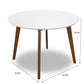 Modern round white dining table with wooden legs, 43-inch diameter, 29.5-inch height, FredCo International furniture