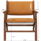 Hendrix Antique Tan Leather Arm Chair Mid-Century Modern Style with Solid Wood Frame 32' L x 26' W x 28' H for Bedroom, Living Room, Hallway FredCo