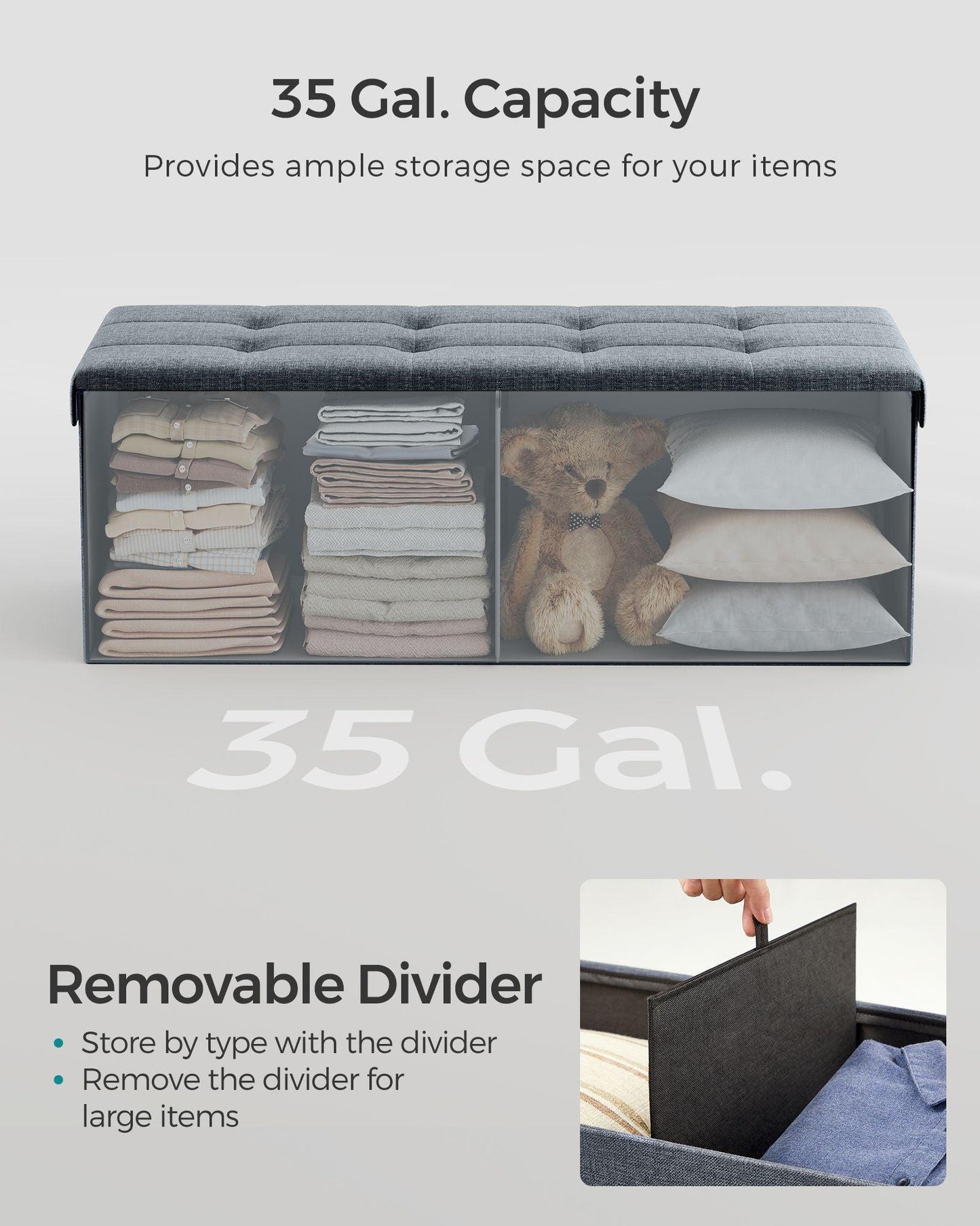 43'' Folding Storage Ottoman Bench FredCo