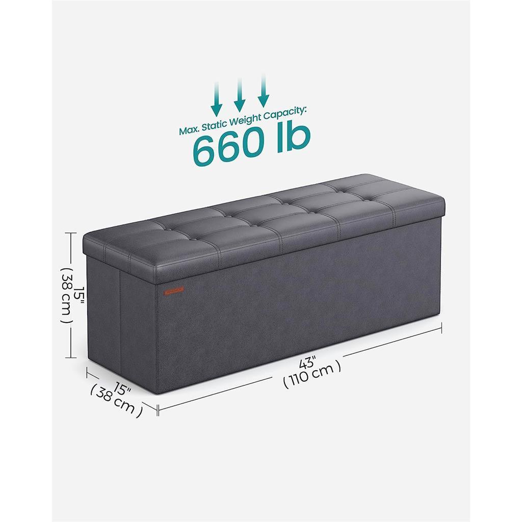 43 Inches Folding Storage Ottoman Bench FredCo