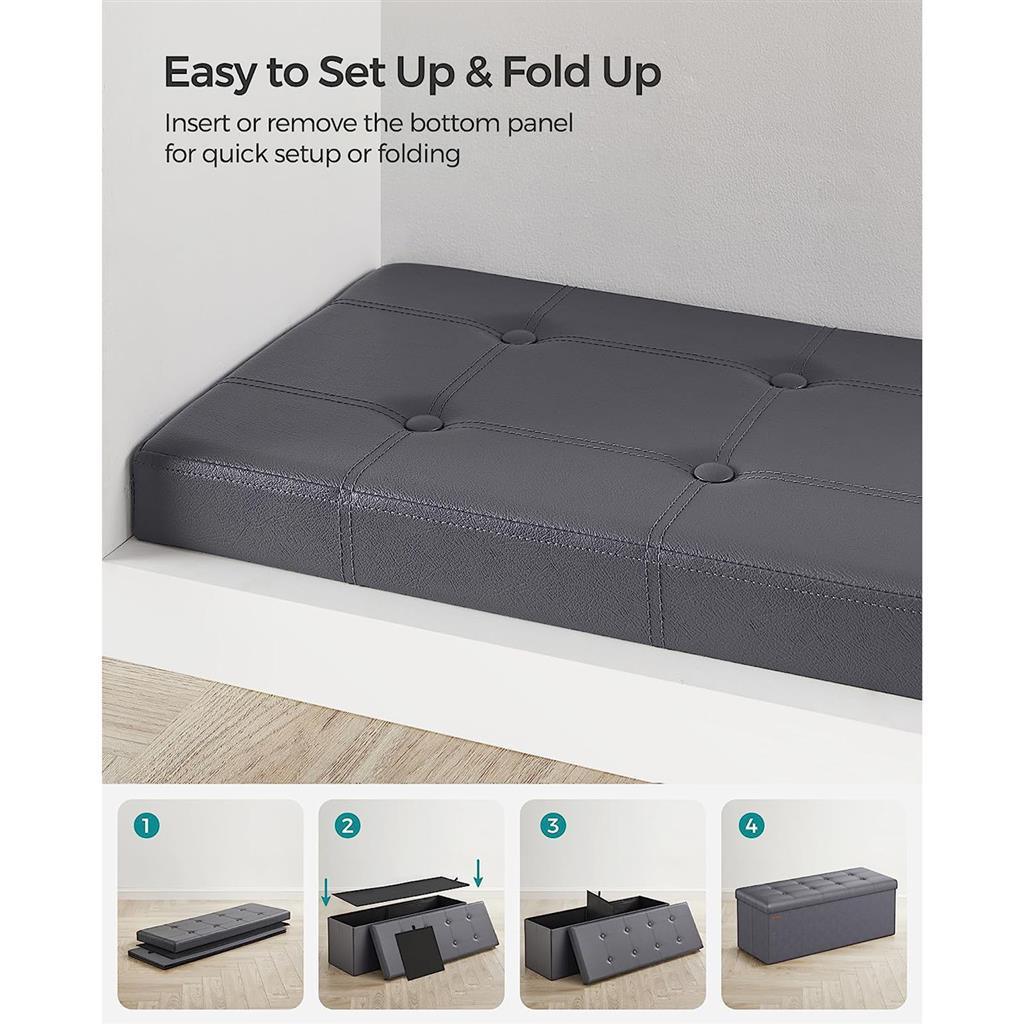 43 Inches Folding Storage Ottoman Bench FredCo