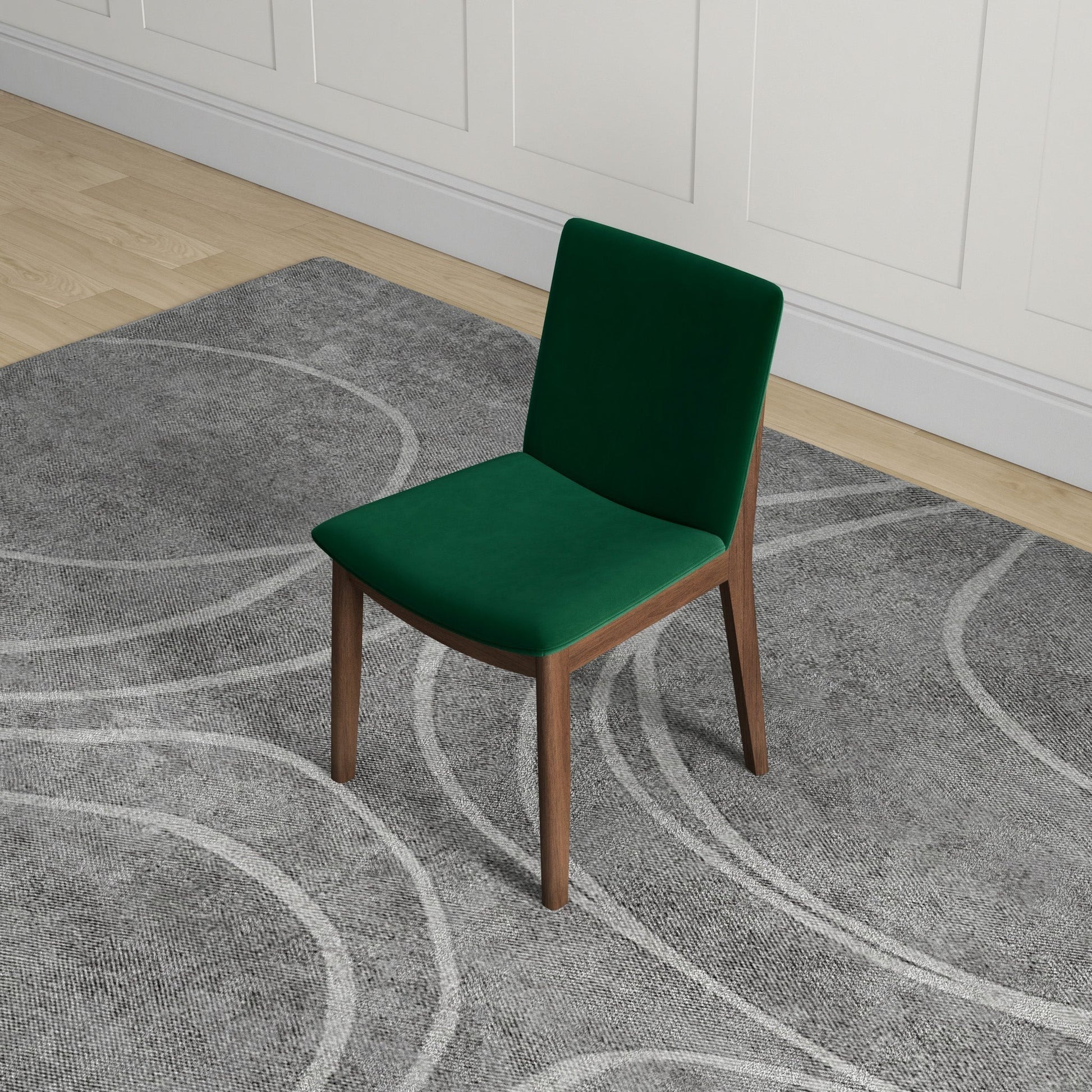 Laura Mid-Century Modern Solid Wood Dining Chair Set of 2 Green Velvet 20 x 20 x 32 inches FredCo
