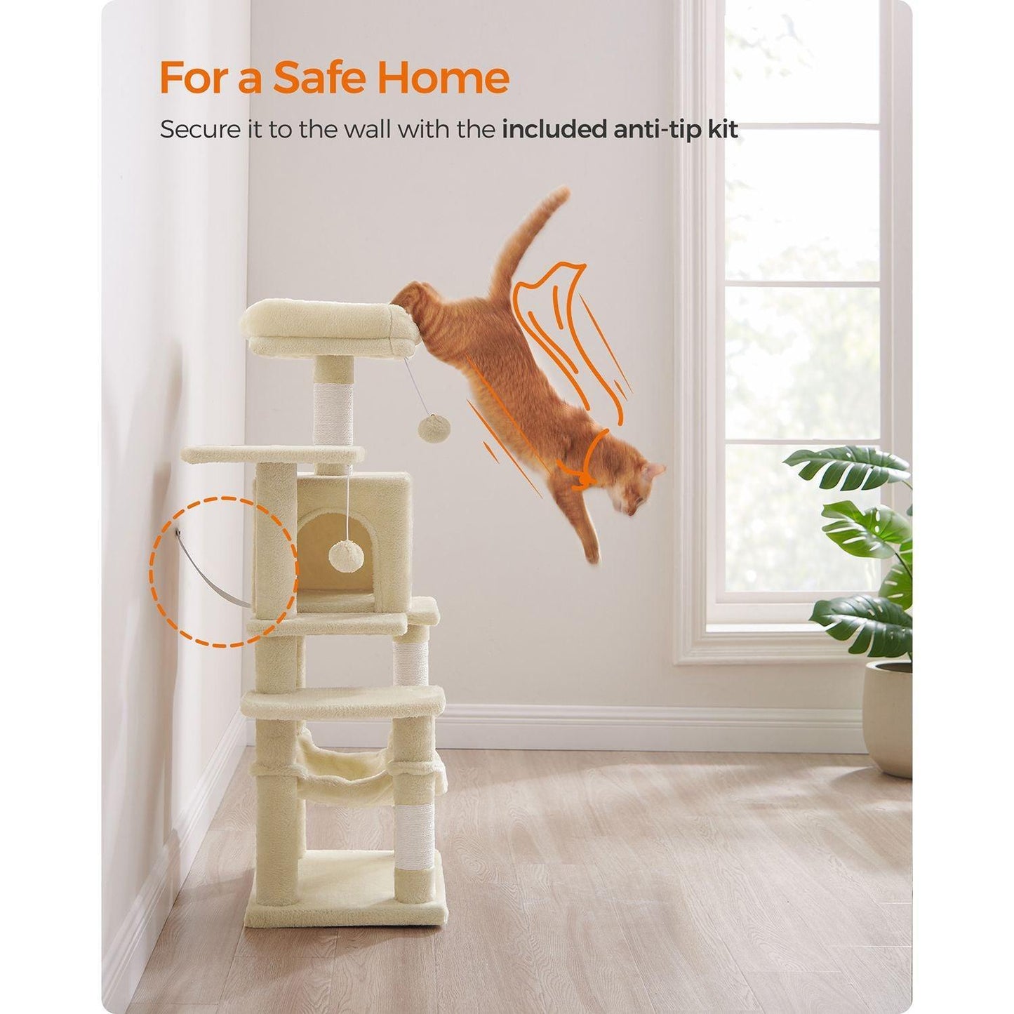 44.1-Inch Cat Tree Beige FredCo