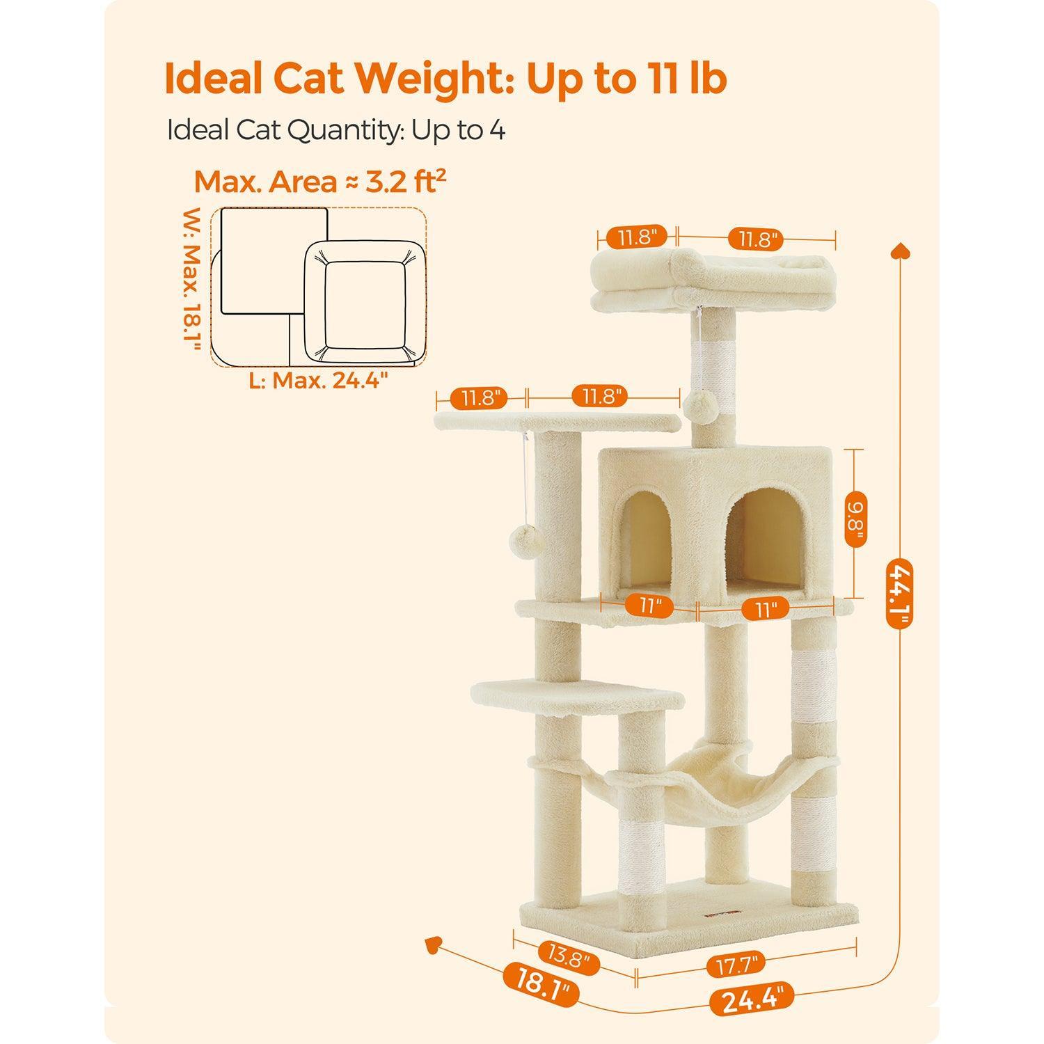 44.1-Inch Cat Tree Beige FredCo