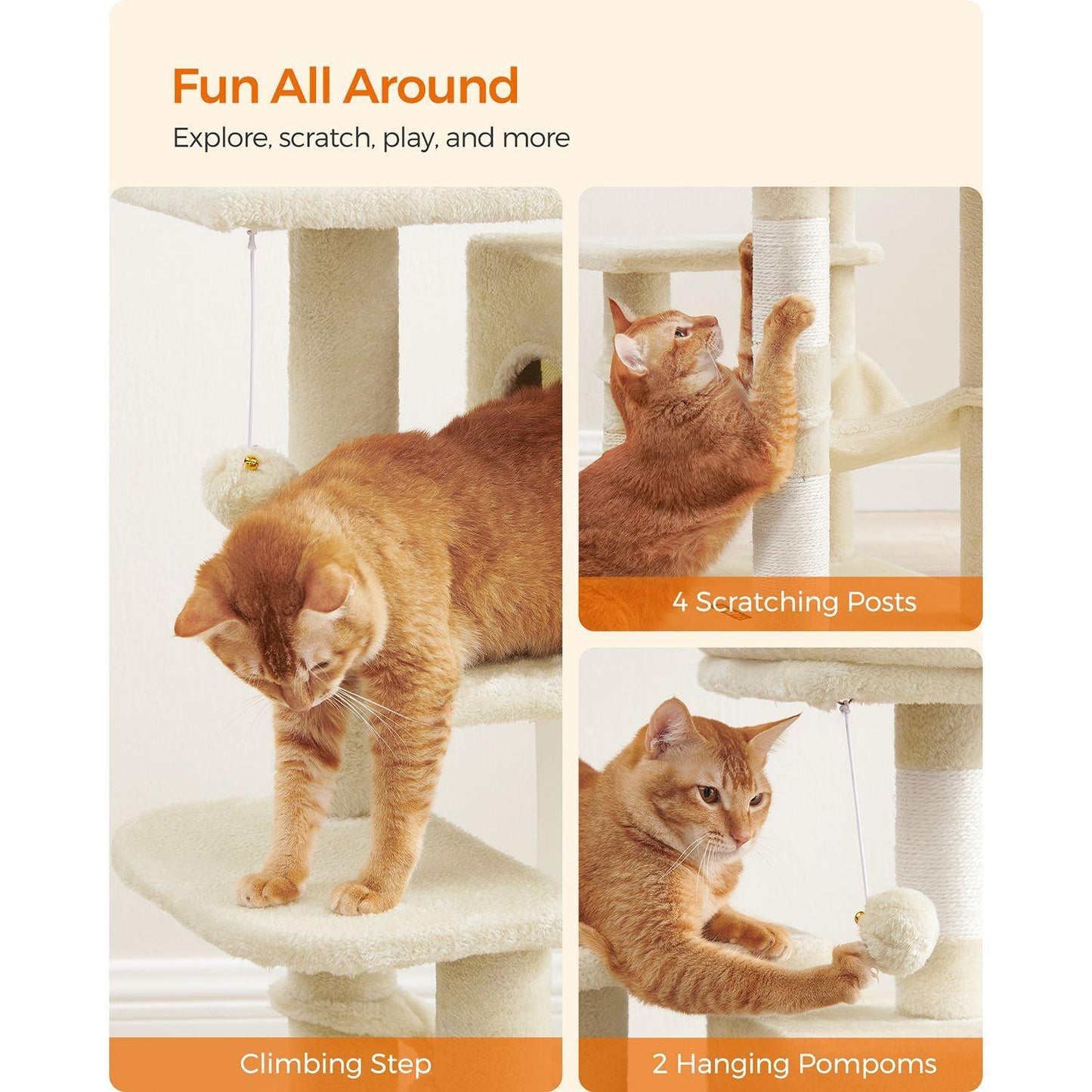 44.1-Inch Cat Tree Beige FredCo