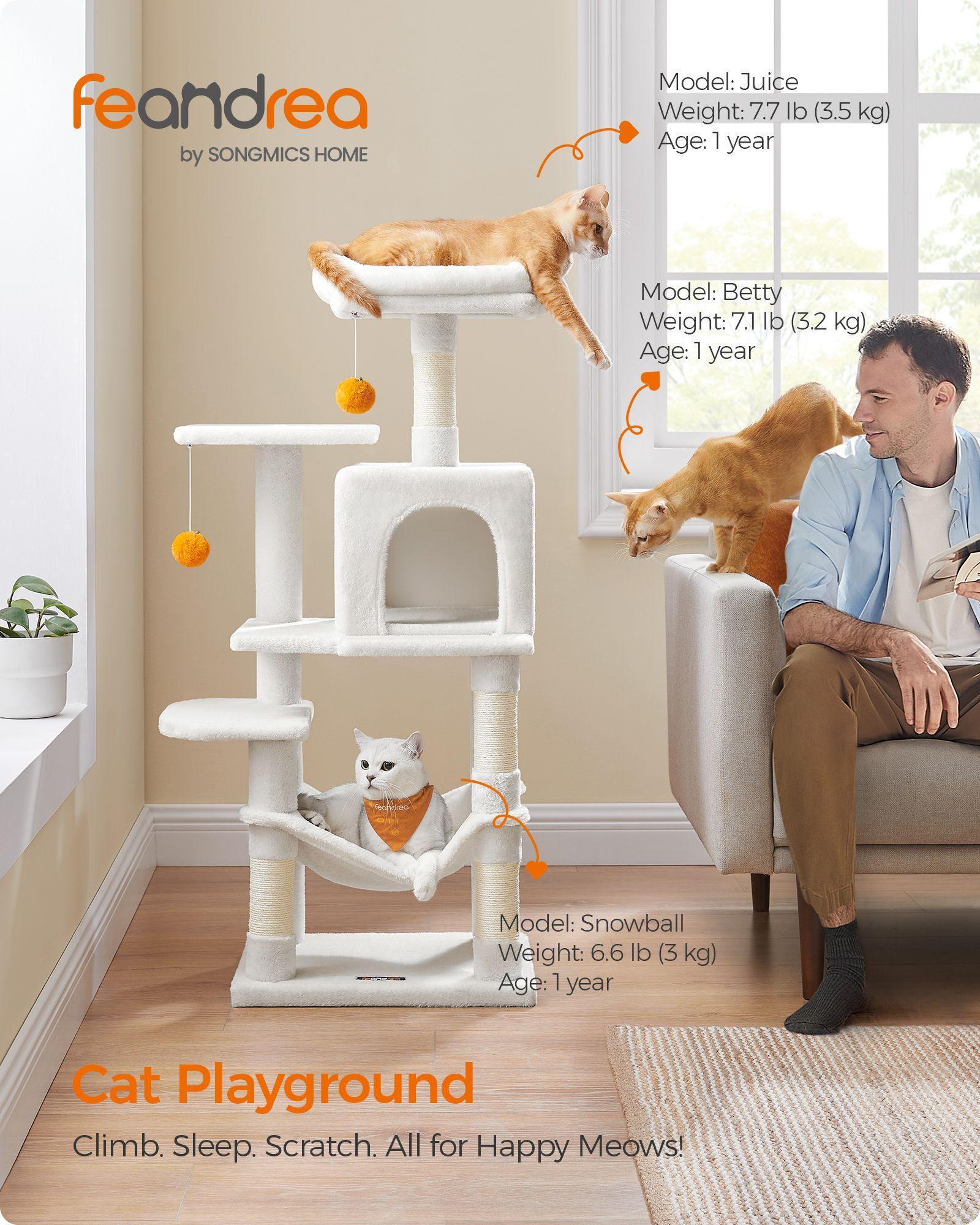 44.1-Inch Cat Tree Cream White FredCo