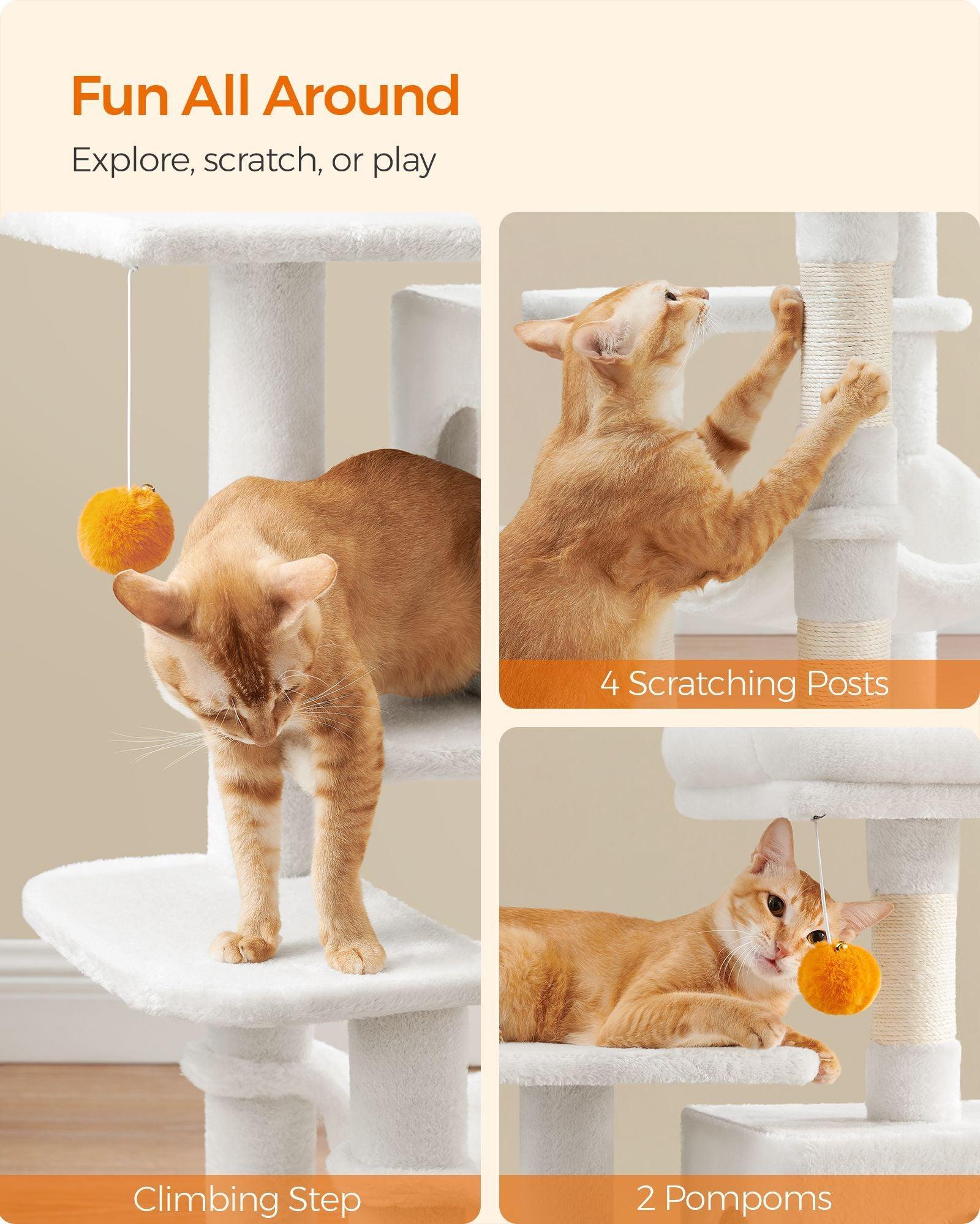 44.1-Inch Cat Tree Cream White FredCo