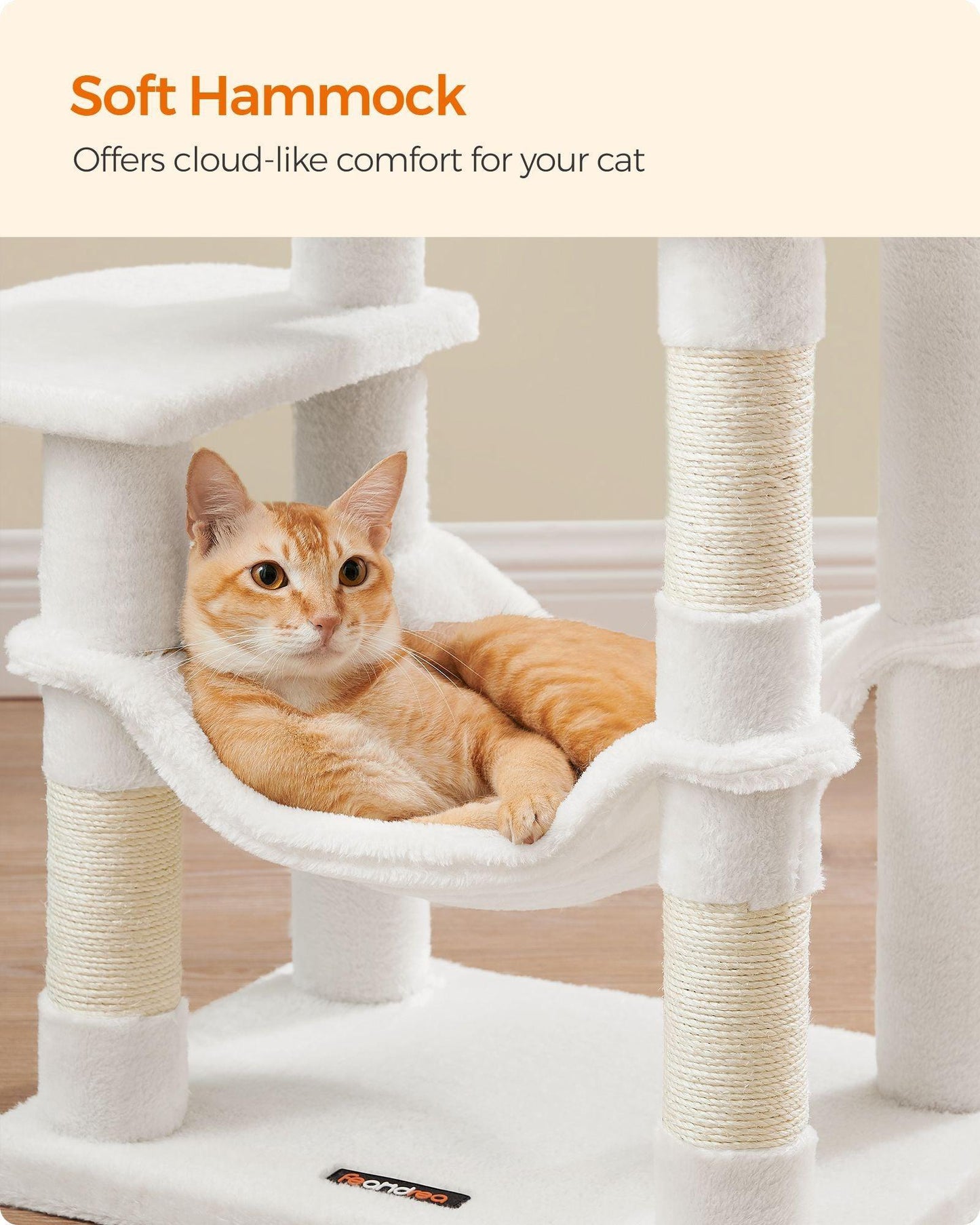 44.1-Inch Cat Tree Cream White FredCo