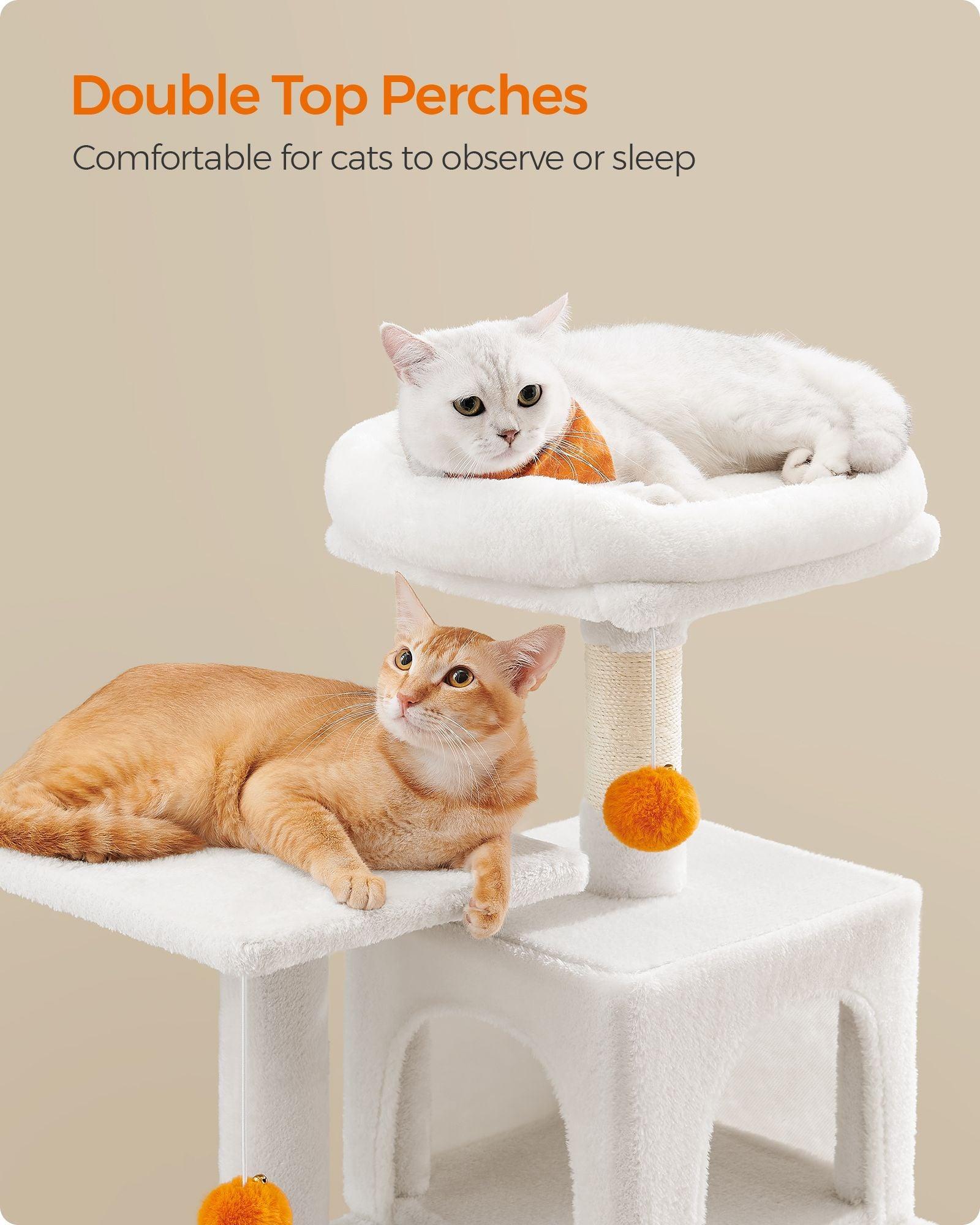 44.1-Inch Cat Tree Cream White FredCo