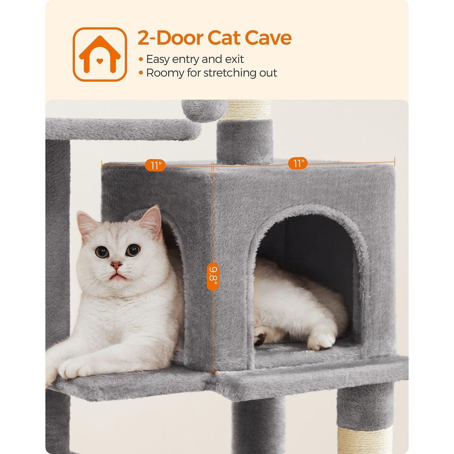 44.1-Inch Cat Tree Light Gray FredCo