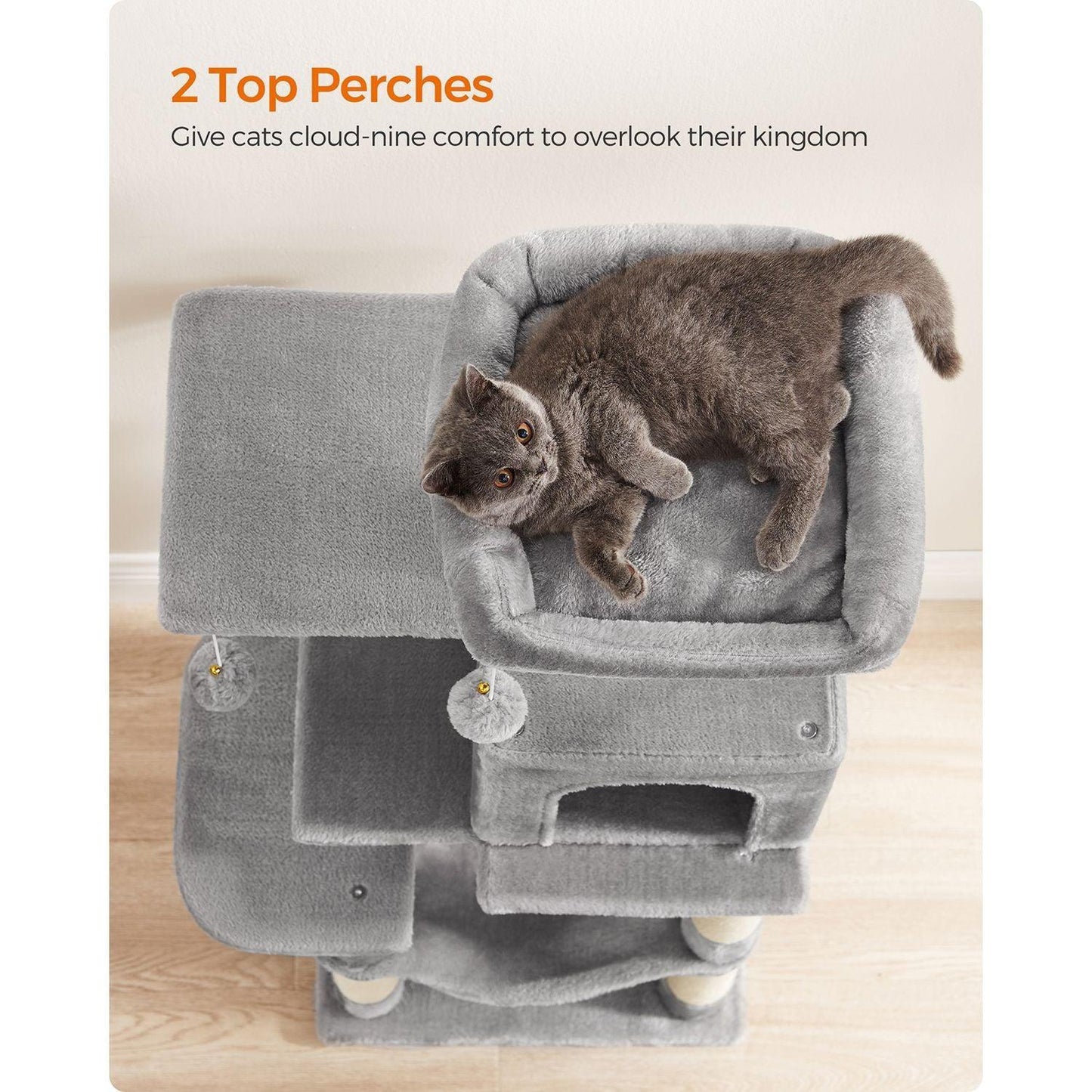 44.1-Inch Cat Tree Light Gray FredCo