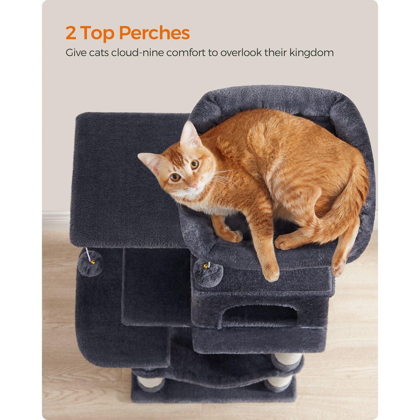 44.1-Inch Cat Tree Smoky Gray FredCo