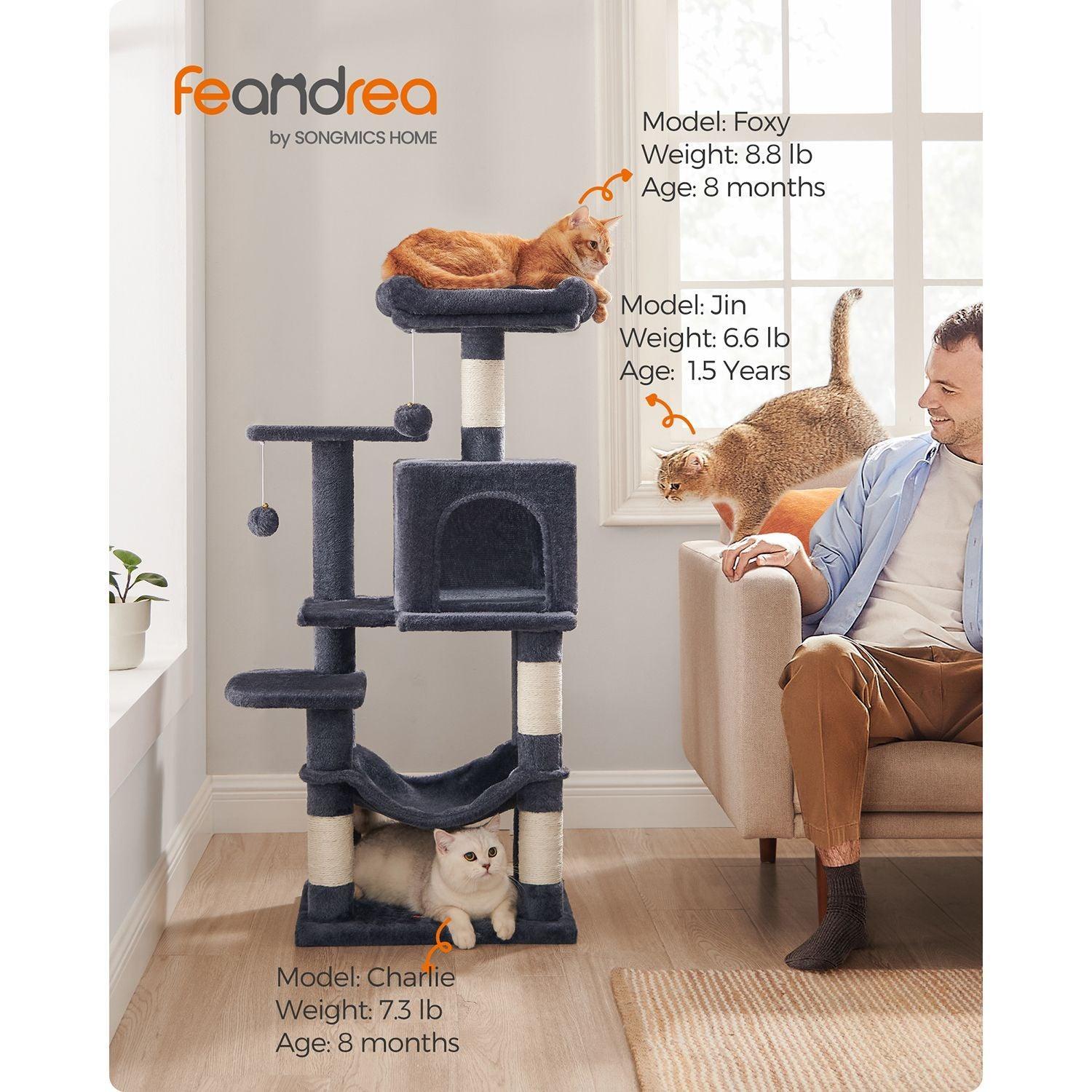 44.1-Inch Cat Tree Smoky Gray FredCo