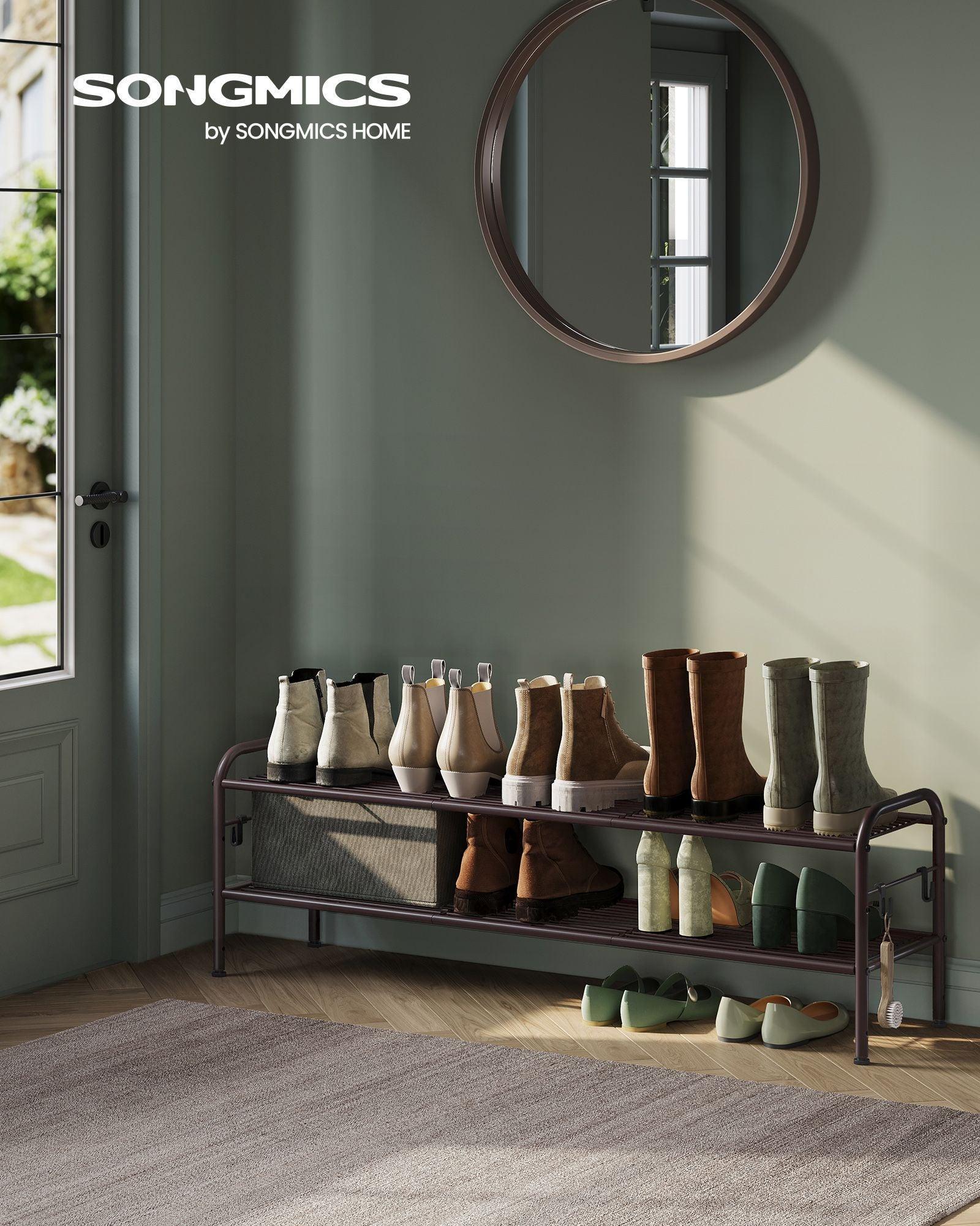 44.9" Wide 2-Tier Metal Shoe Rack Chestnut Brown FredCo
