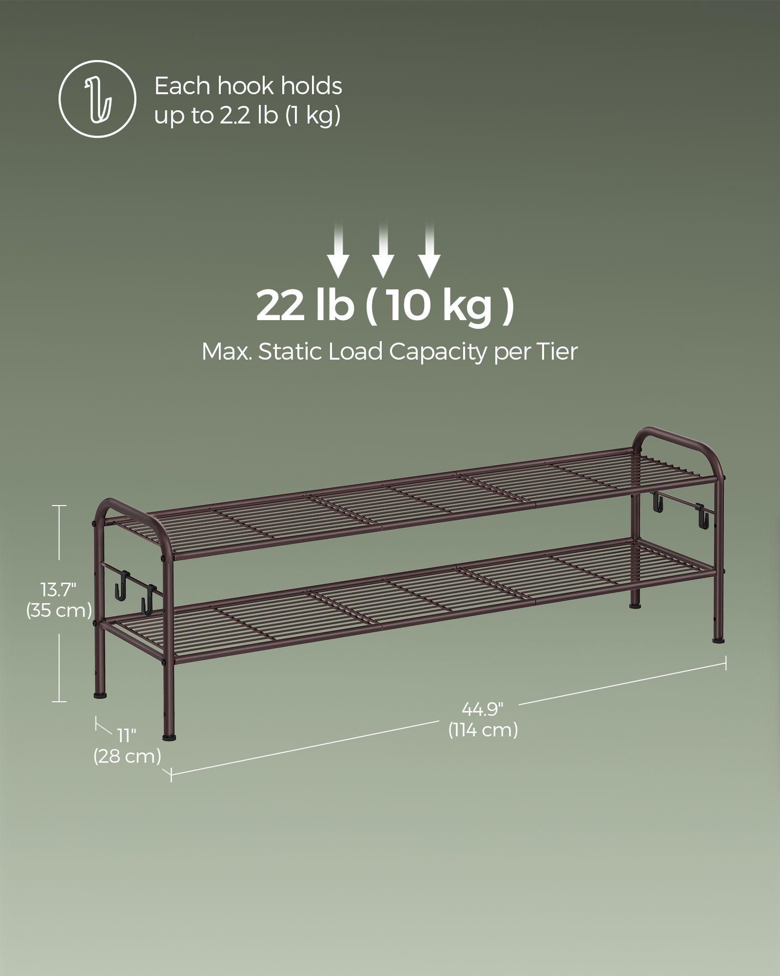 44.9" Wide 2-Tier Metal Shoe Rack Chestnut Brown FredCo