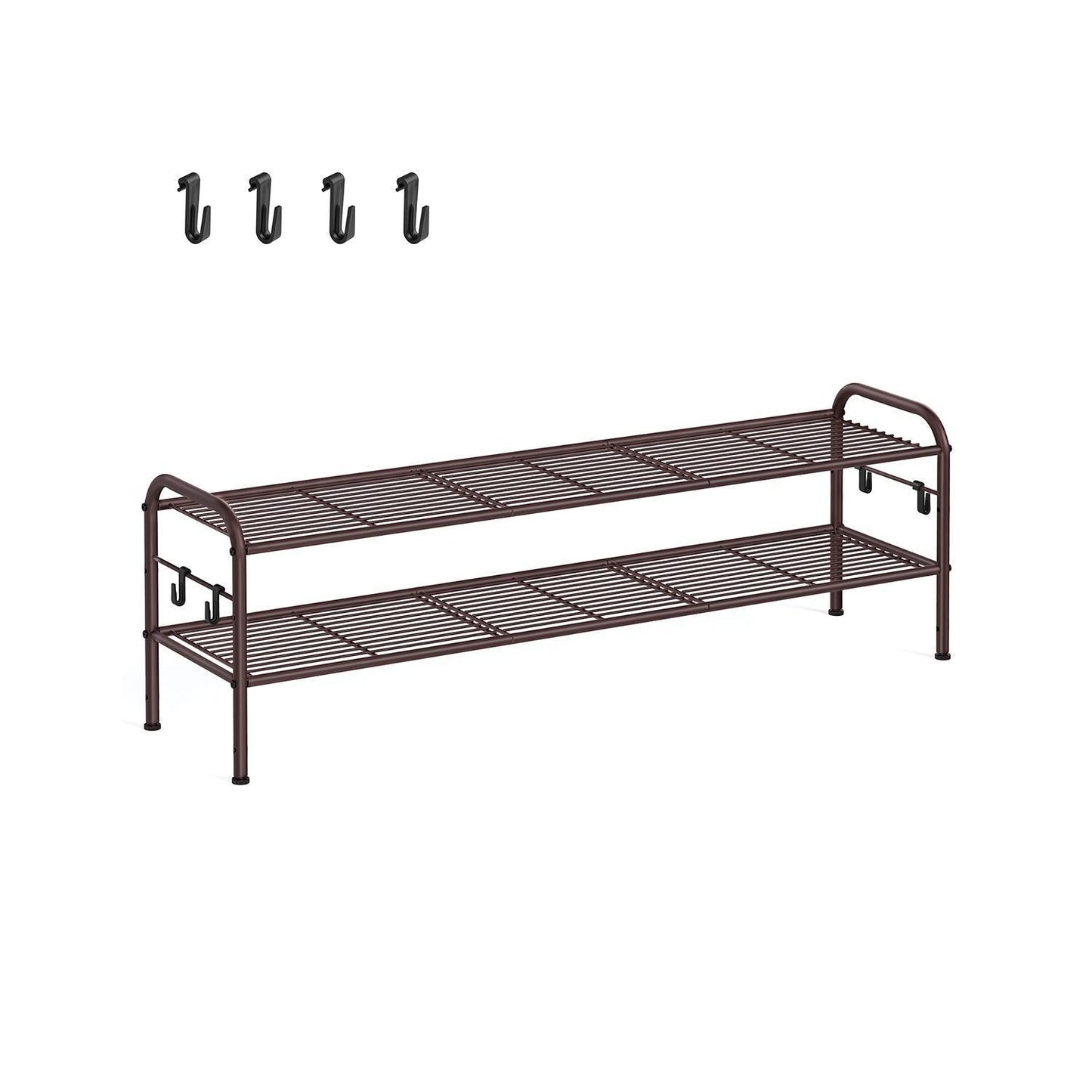 44.9" Wide 2-Tier Metal Shoe Rack Chestnut Brown FredCo