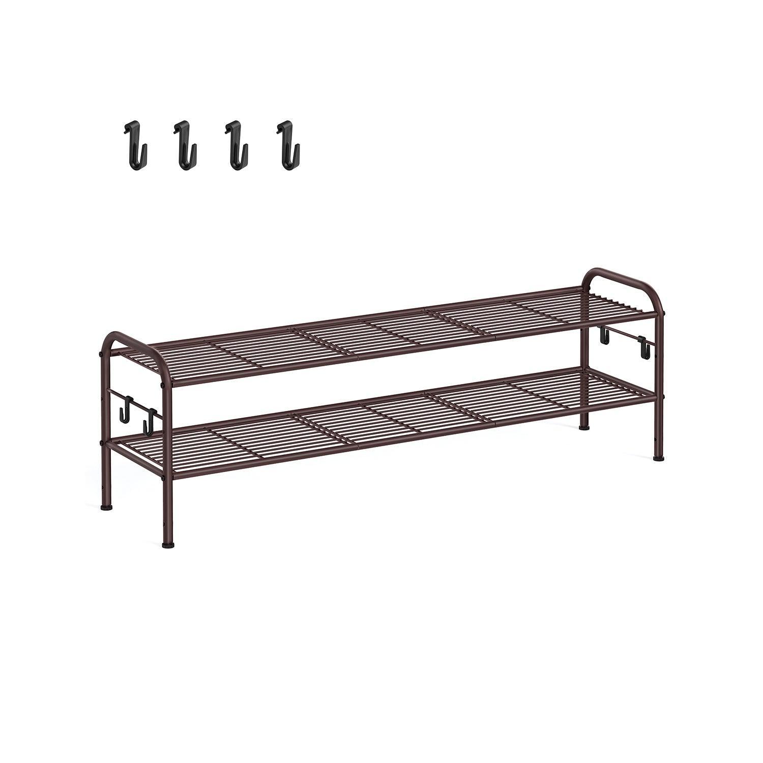 44.9" Wide 2-Tier Metal Shoe Rack Chestnut Brown FredCo