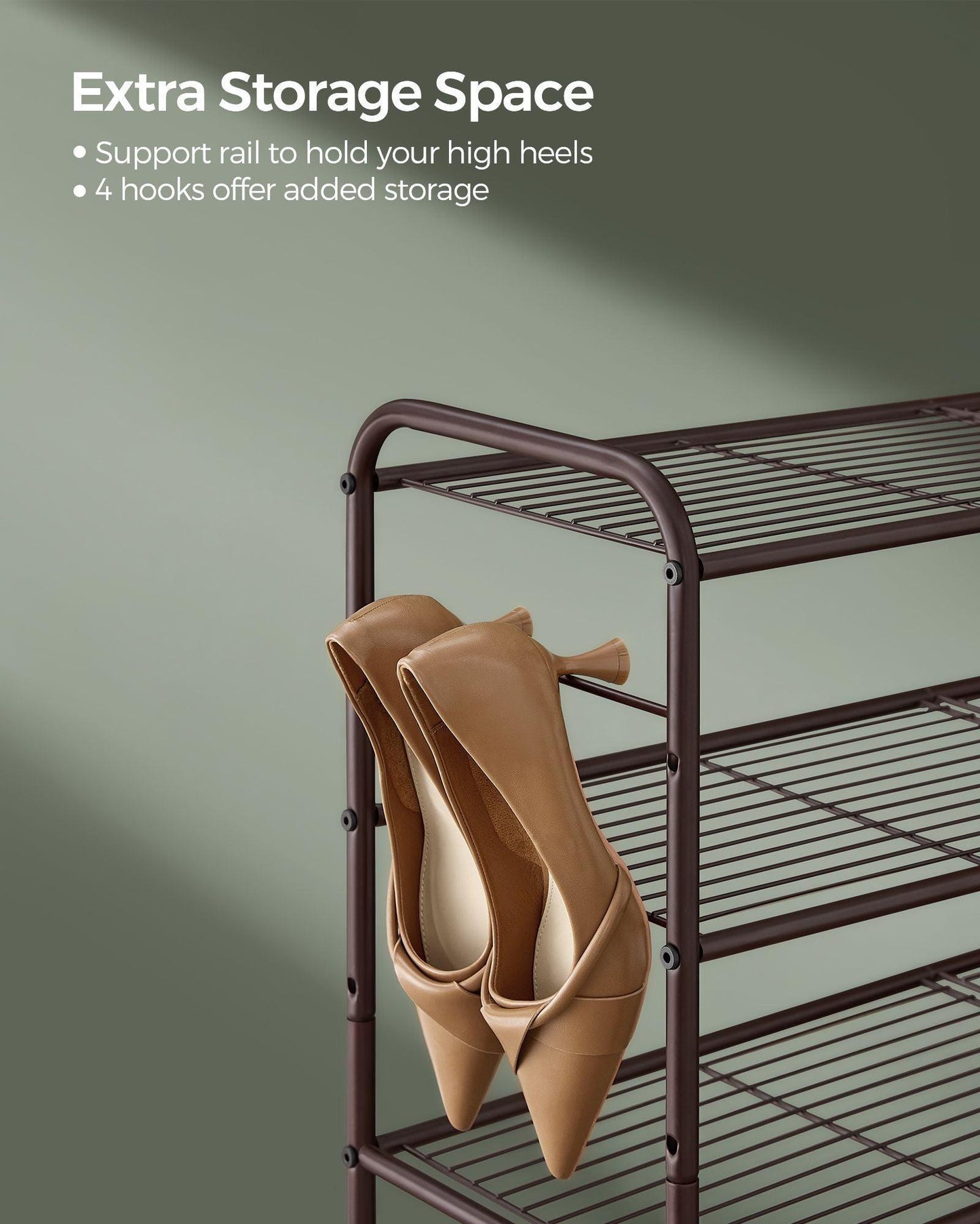 44.9" Wide 2-Tier Metal Shoe Rack Chestnut Brown FredCo