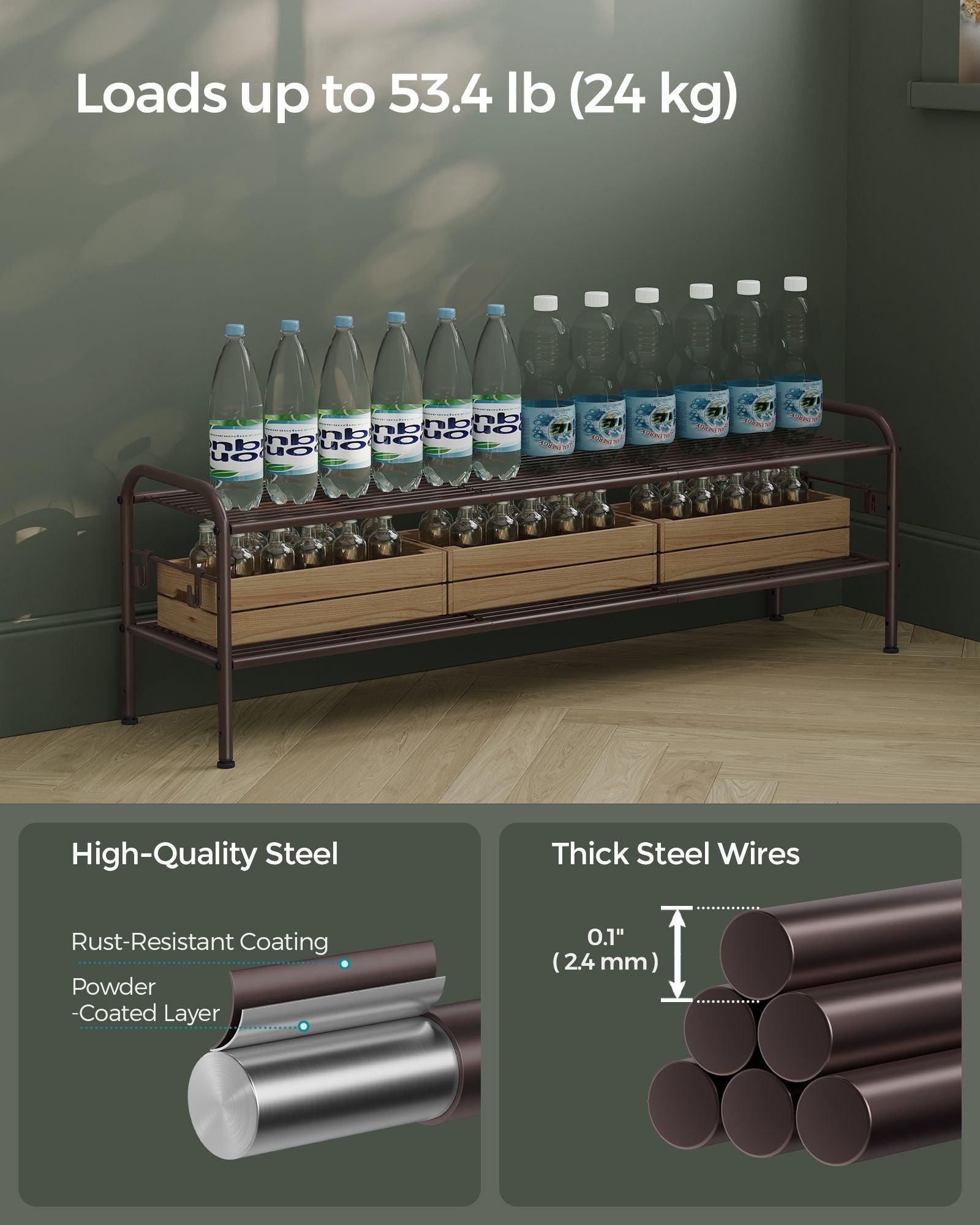 44.9" Wide 2-Tier Metal Shoe Rack Chestnut Brown FredCo