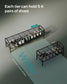 44.9" Wide 2-Tier Metal Shoe Rack with 4 Hooks Ink Black FredCo