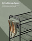 44.9" Wide 2-Tier Metal Shoe Rack with 4 Hooks Ink Black FredCo