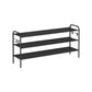 44.9" Wide 3-Tier Fabric Shoe Rack with 4 Hooks Ink Black FredCo