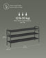 44.9" Wide 3-Tier Fabric Shoe Rack with 4 Hooks Ink Black FredCo